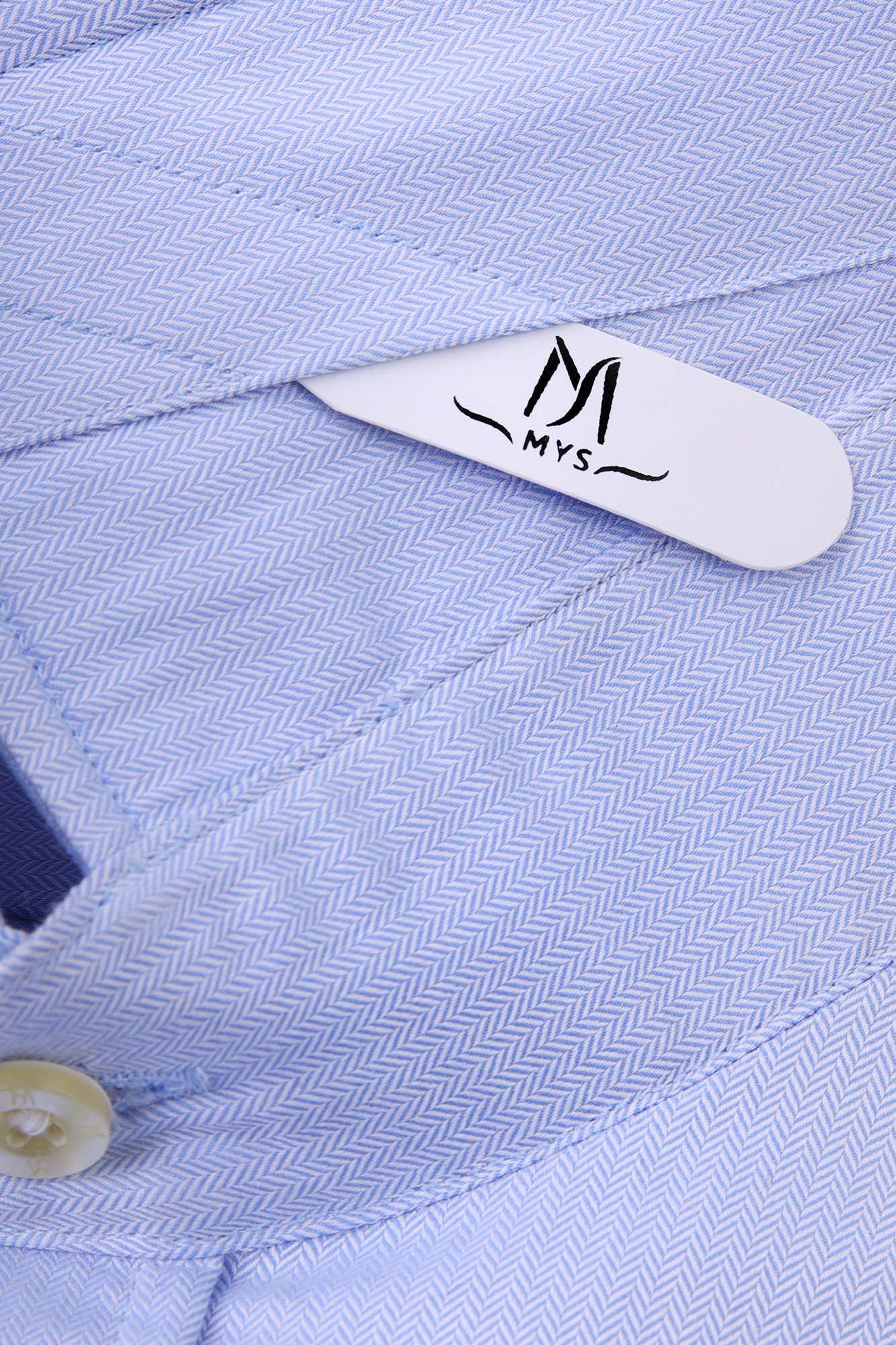 Light Blue Herringbone Double Cuff Non-Iron Shirt - Regular Fit