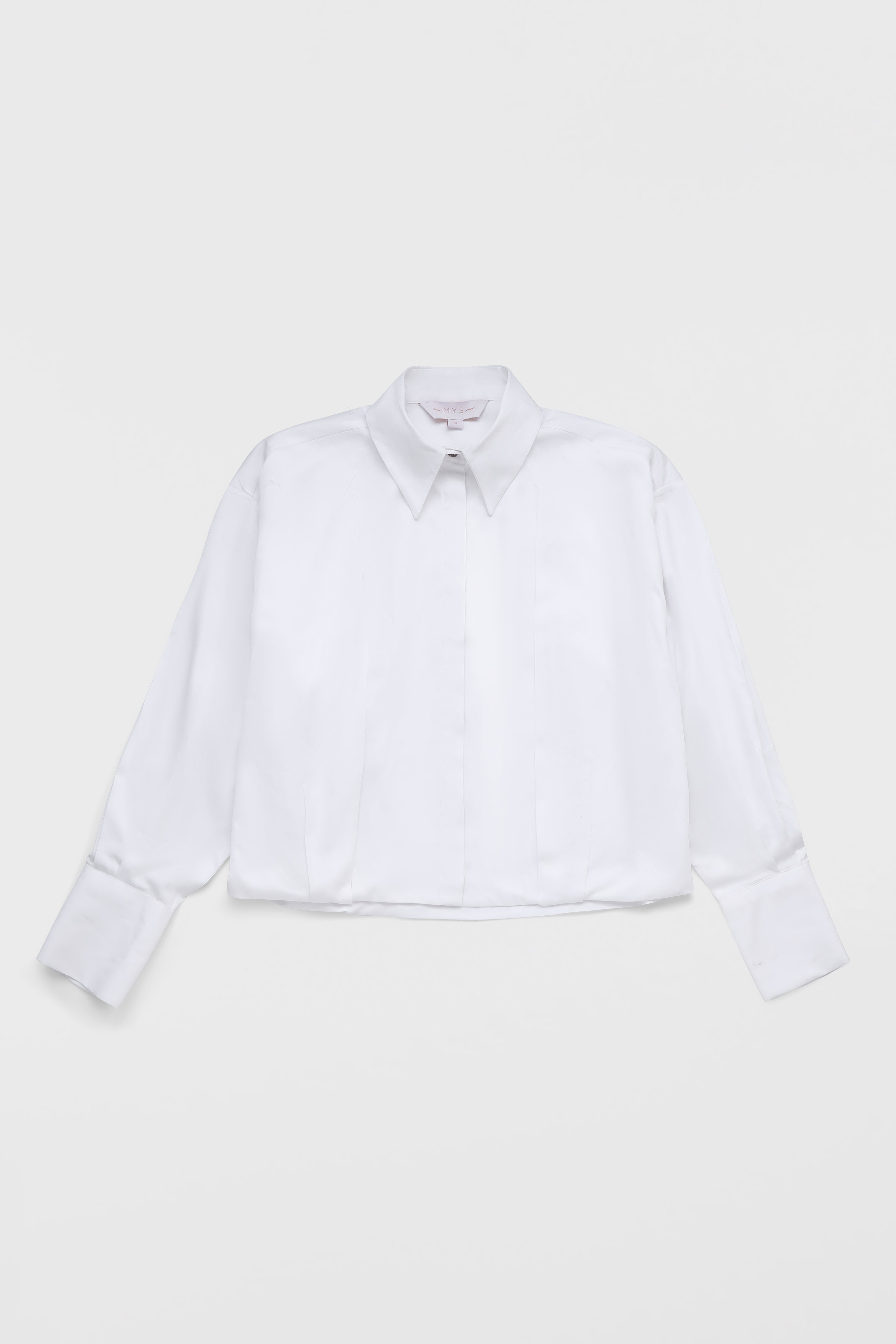 White Twill Fitted Cropped Shirt
