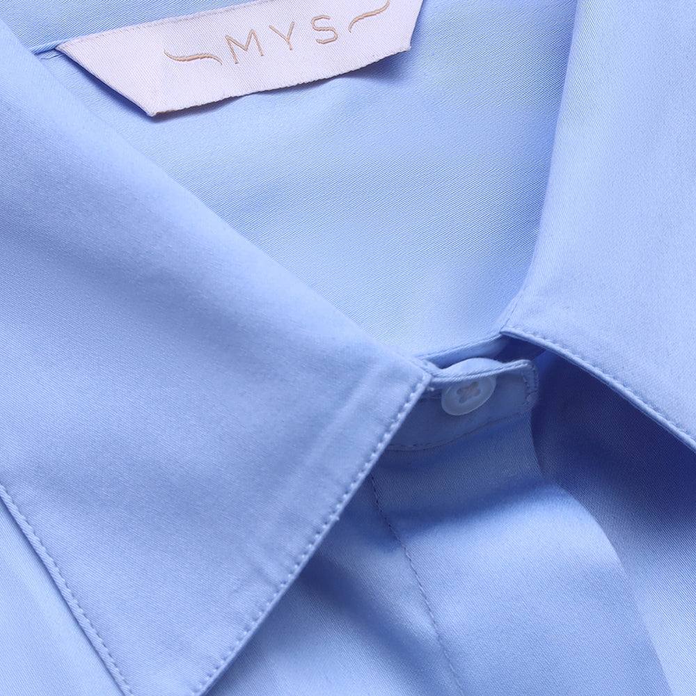 Light Blue Twill Shirt with Flap Pockets
