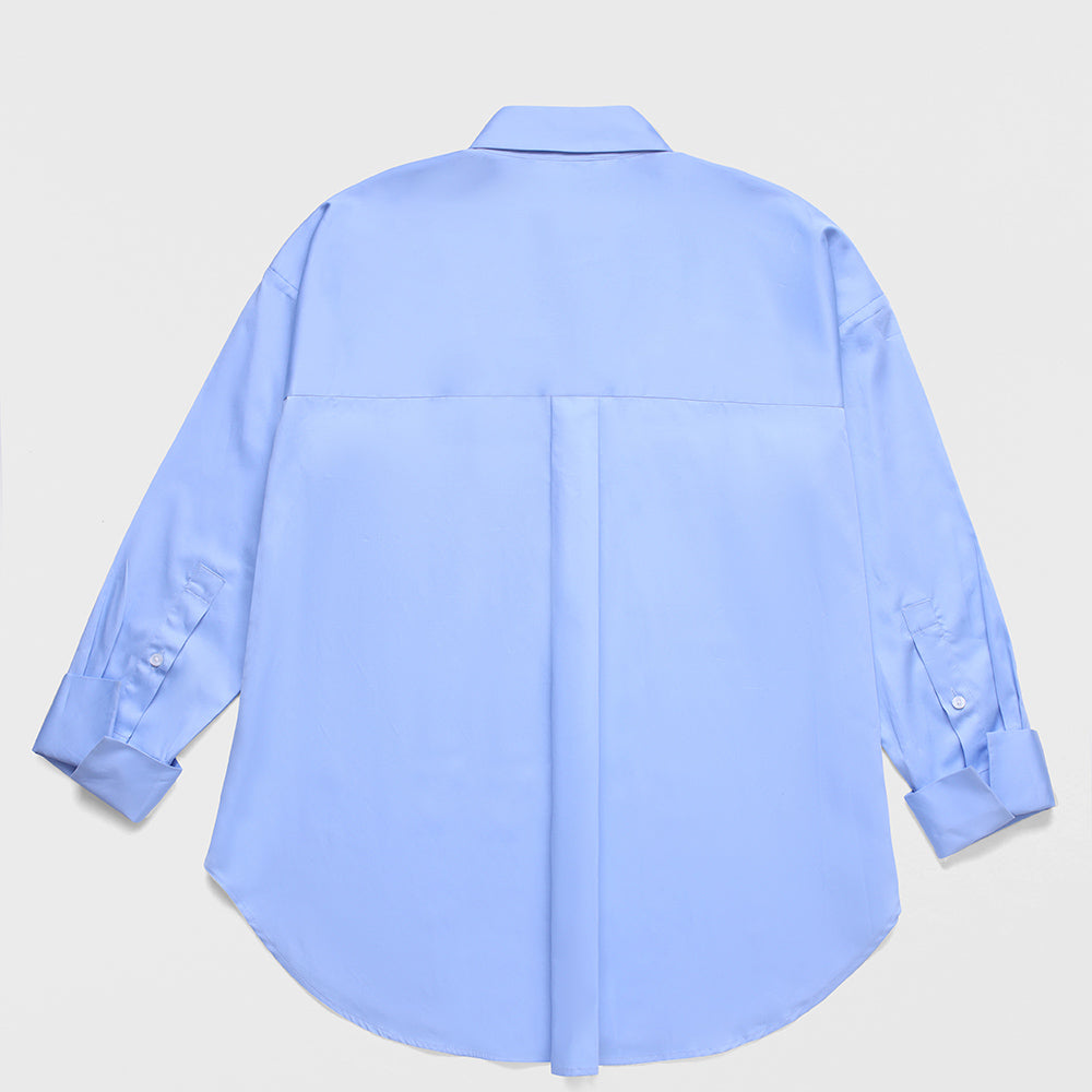 Light Blue Twill Shirt with Flap Pockets