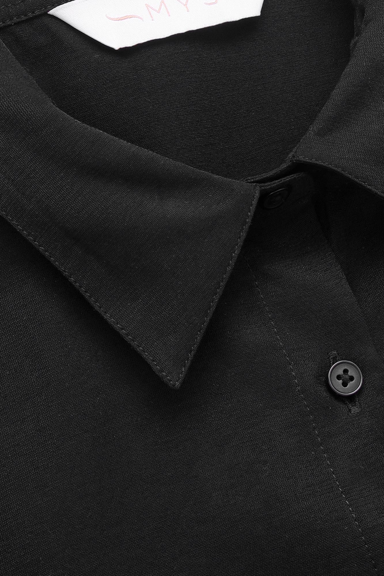 White Waist Tie Stretch Shirt
