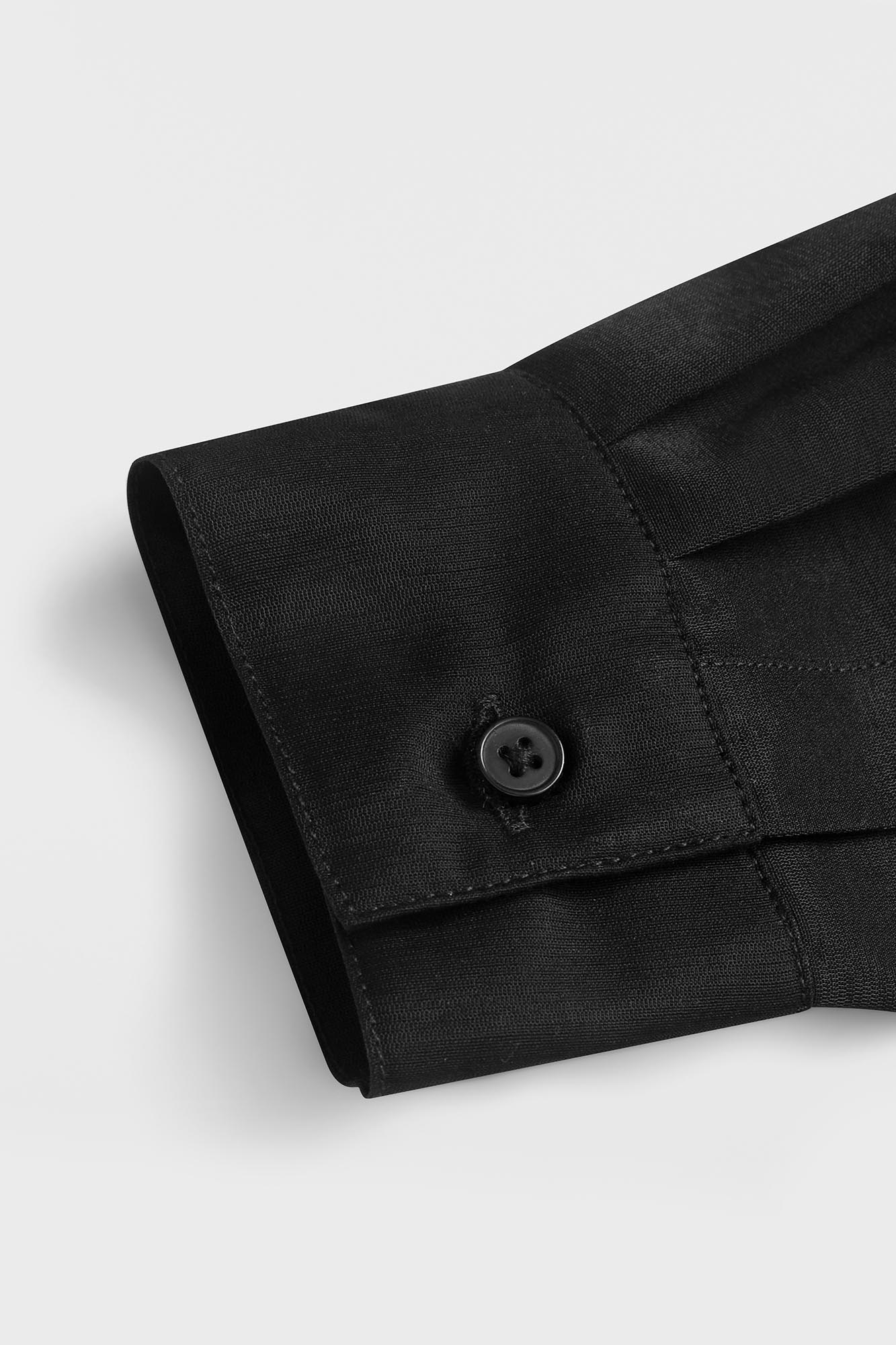 Black Viscose Waist Tie Shirt