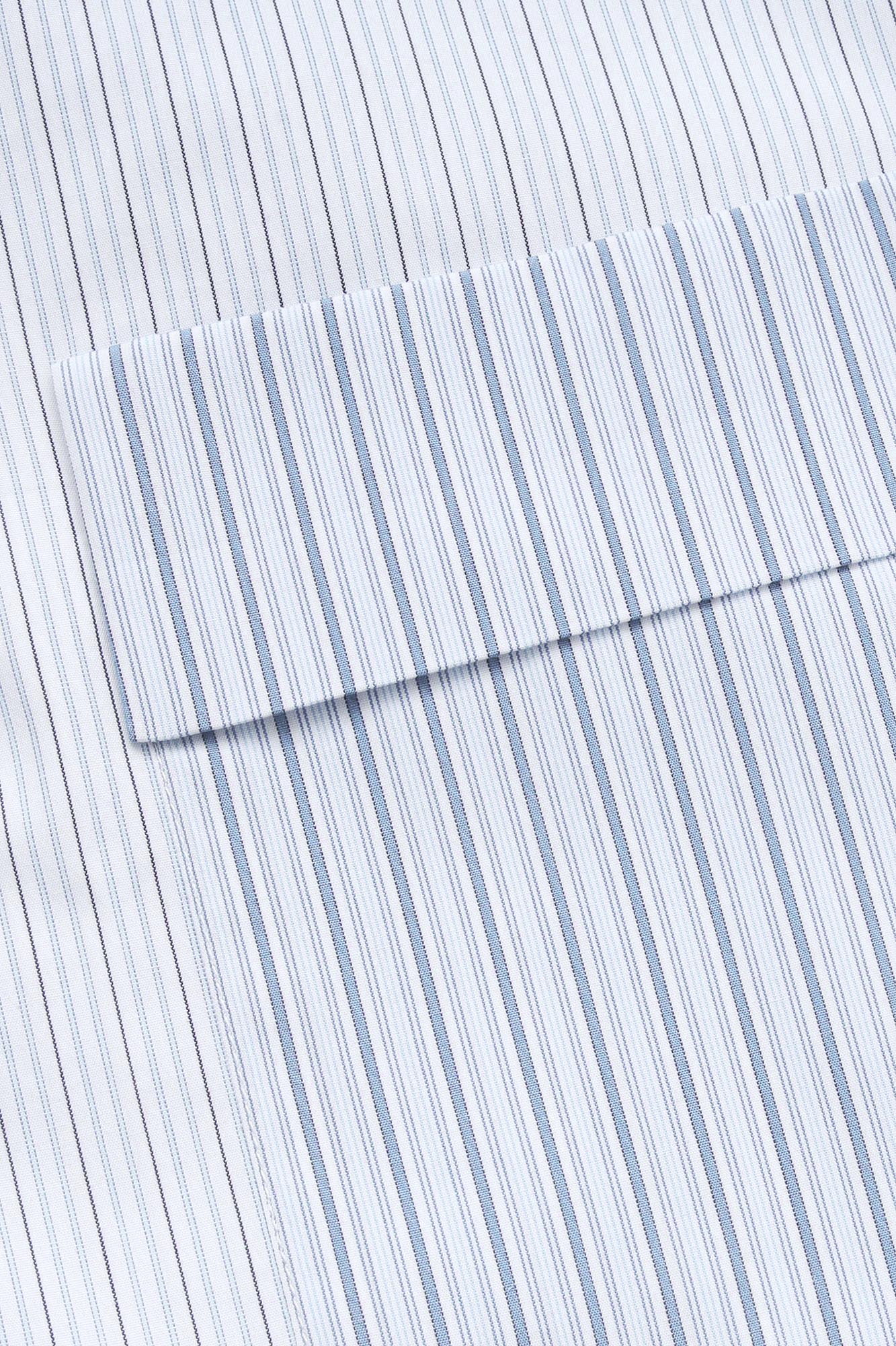 White Striped Patch-Work Shirt with Flap Pockets