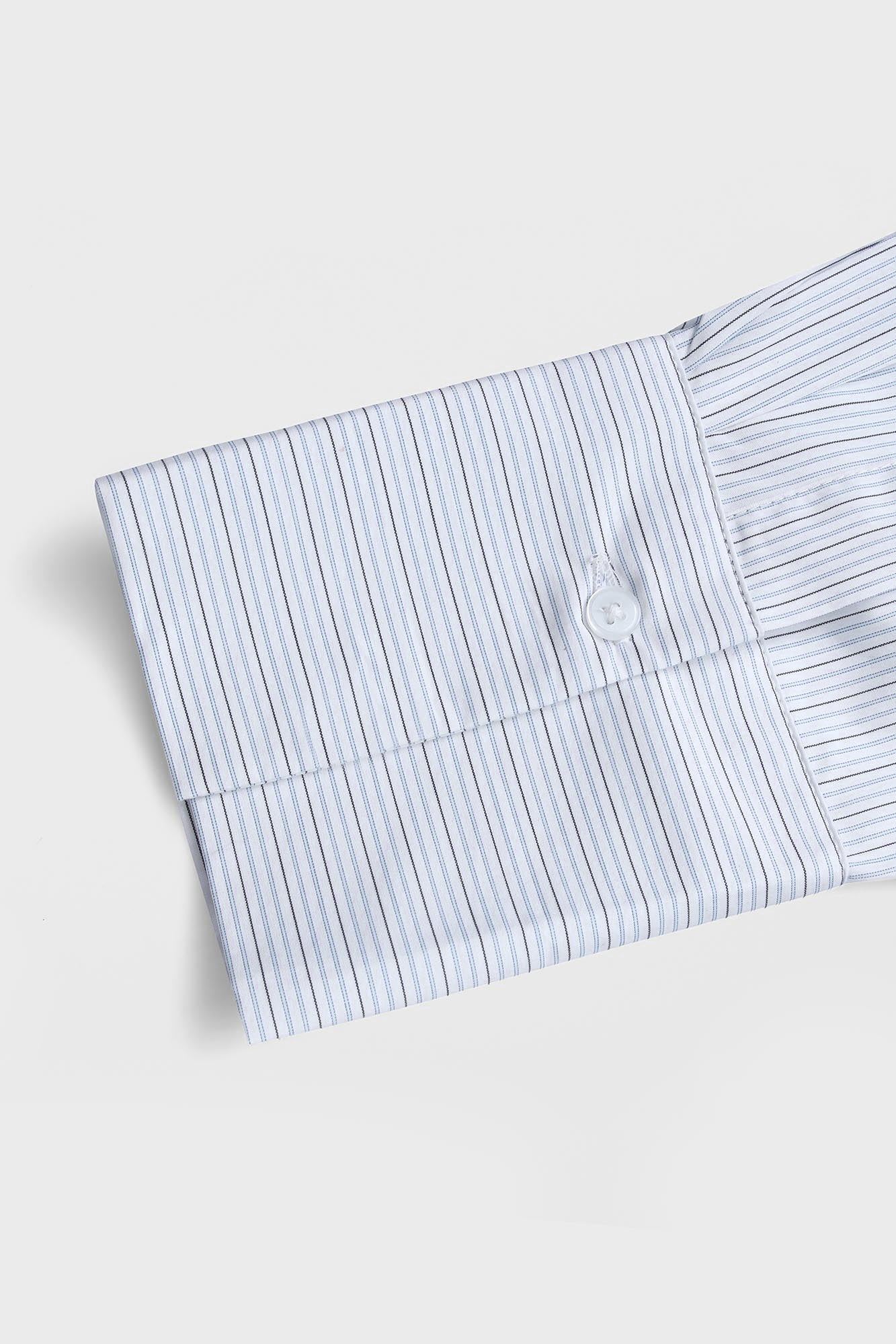 White Striped Patch-Work Shirt with Flap Pockets
