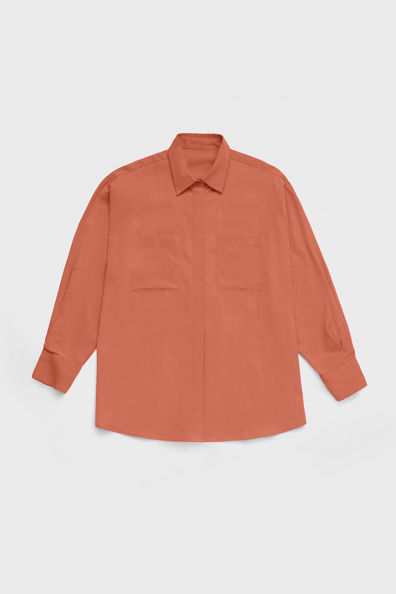 Tencel Shirt with Flap Pockets Burn Brick