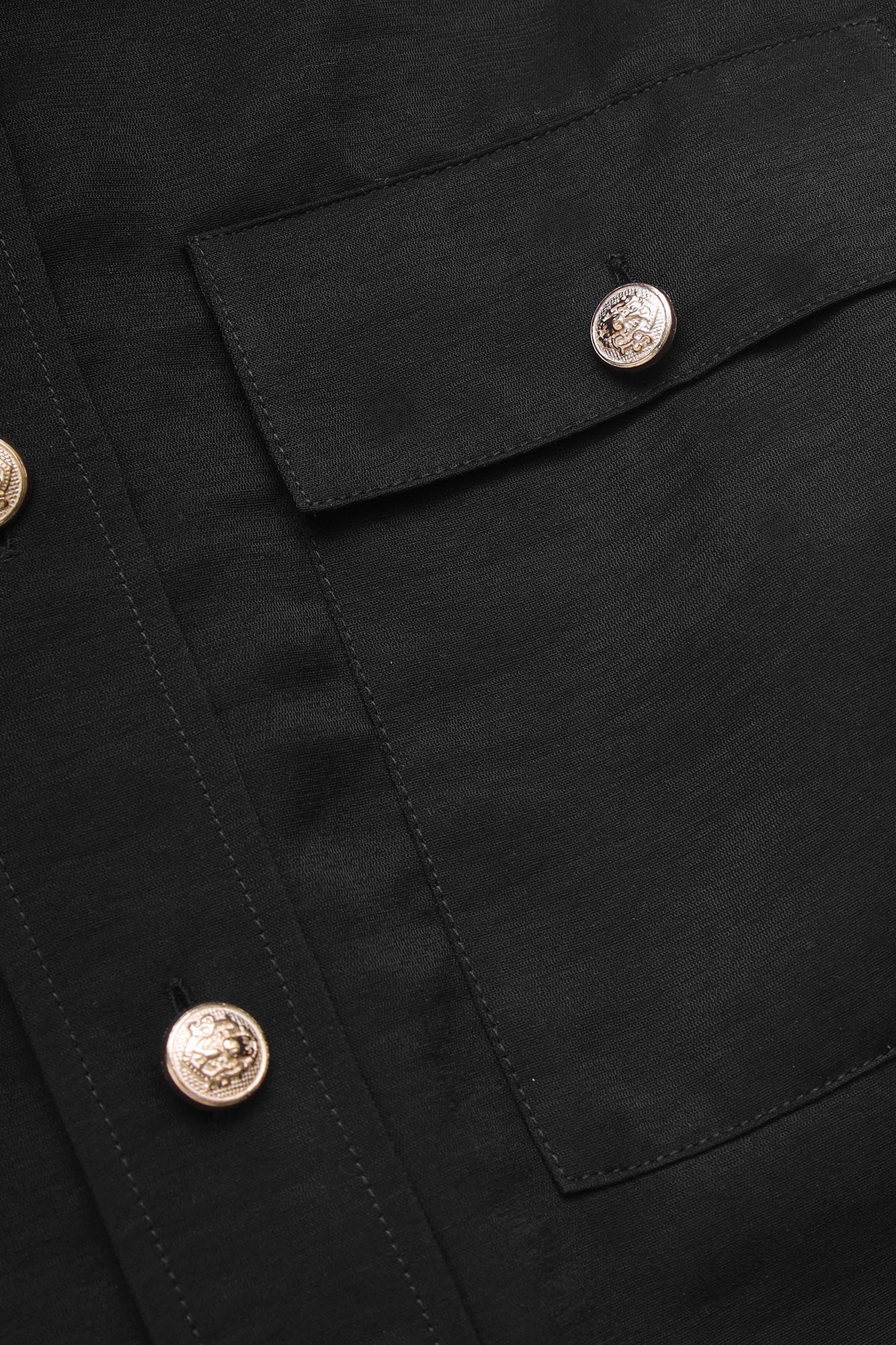 Black Viscose Shirt with Flap Pockets