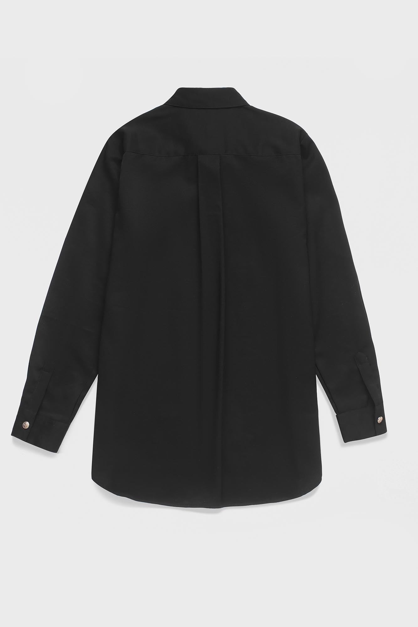Black Viscose Shirt with Flap Pockets
