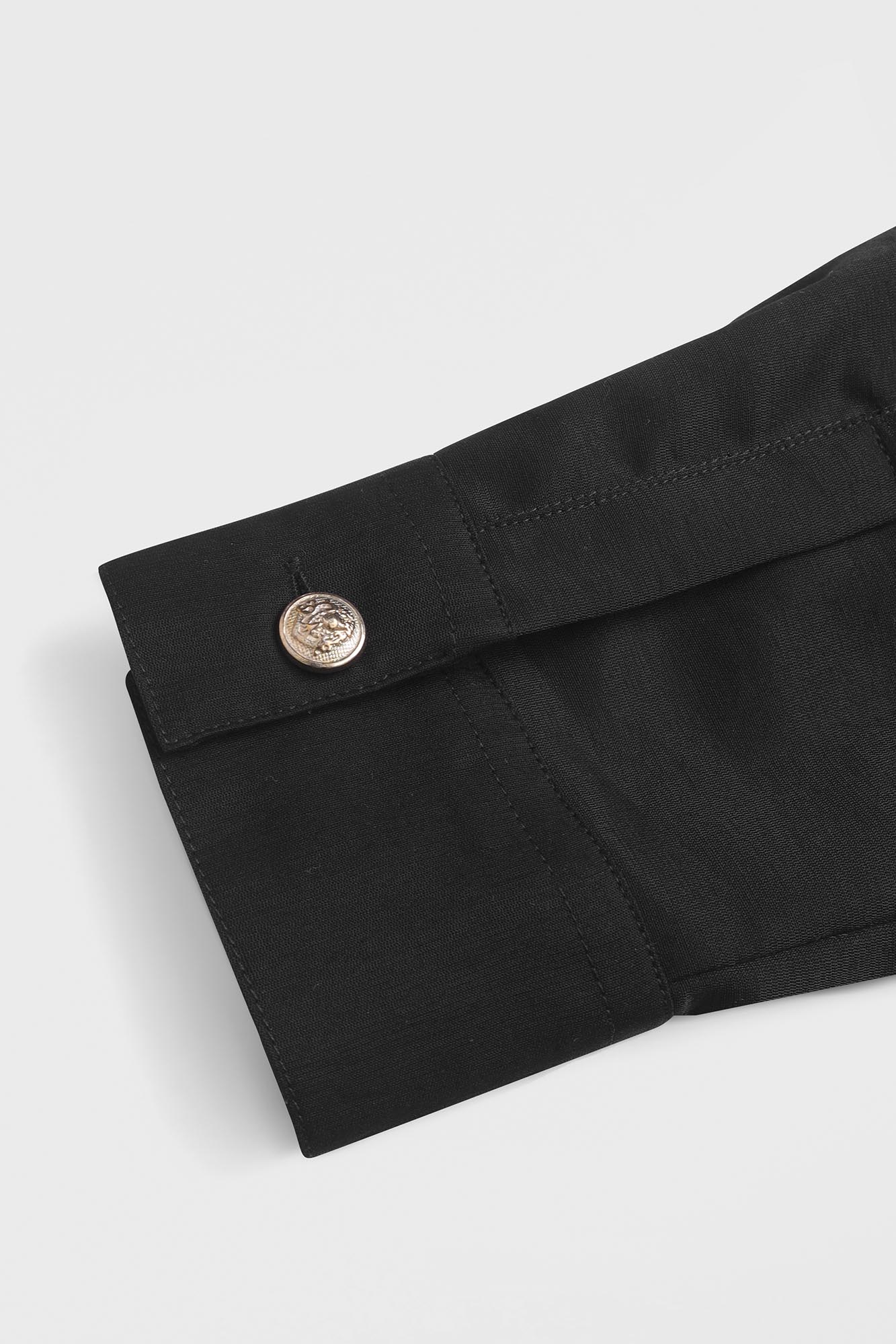 Black Viscose Shirt with Flap Pockets