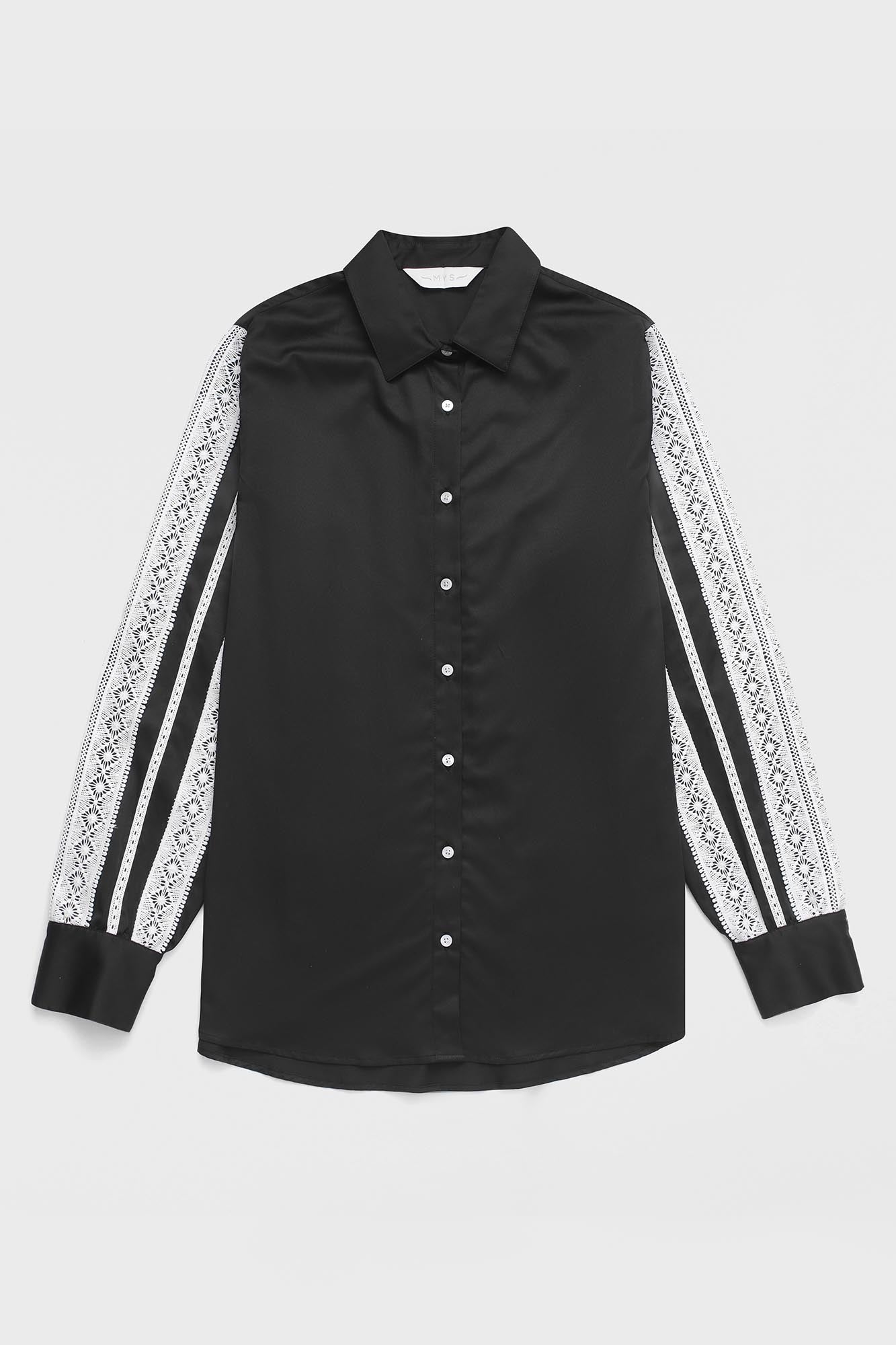 Black Sleeve Detail Stretch Shirt