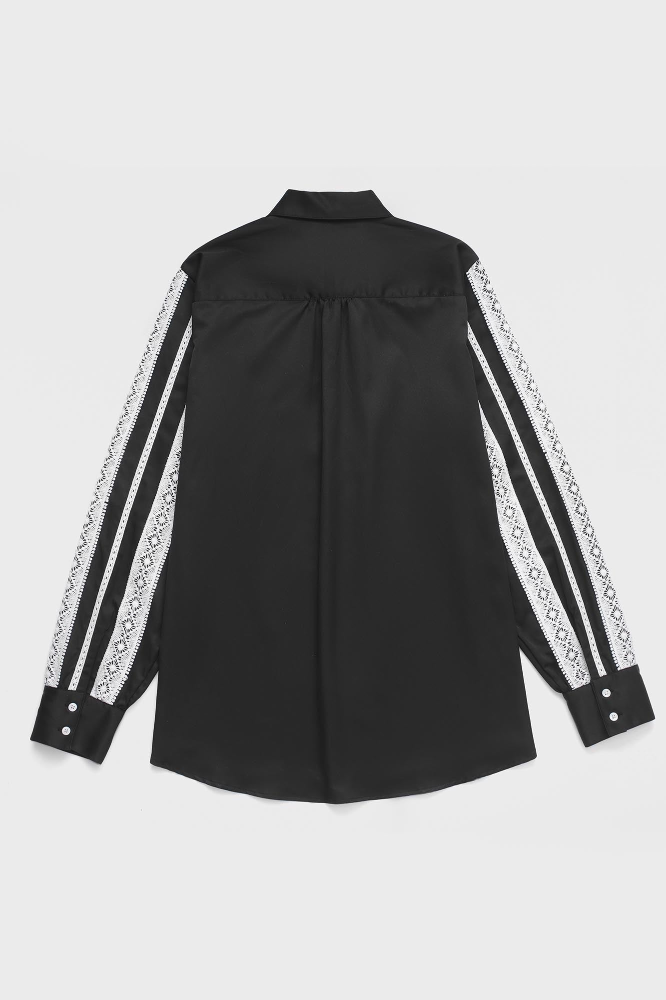 Black Sleeve Detail Stretch Shirt