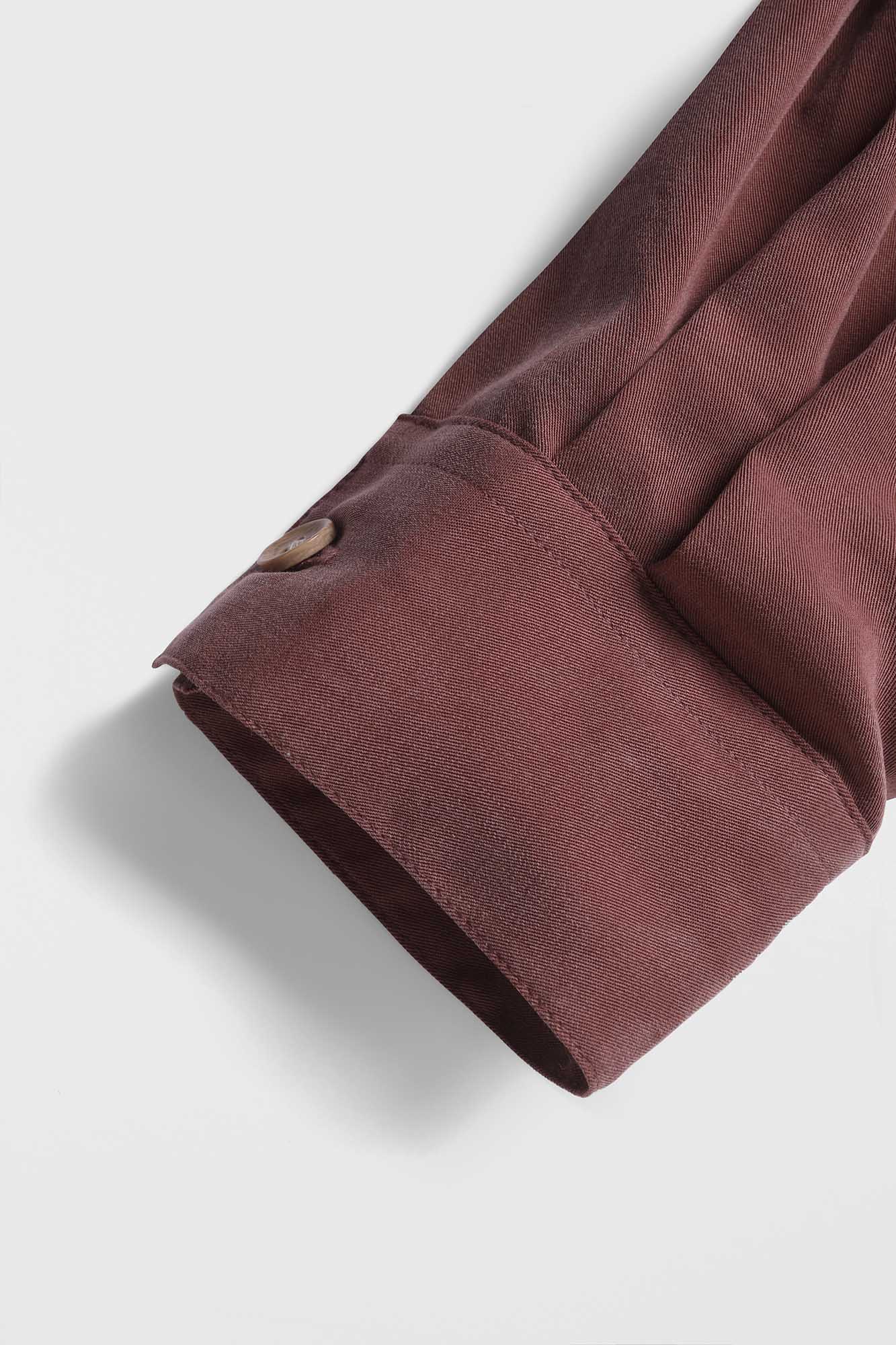 Wood Tencel Waist Tie Overshirt with Flap Pockets