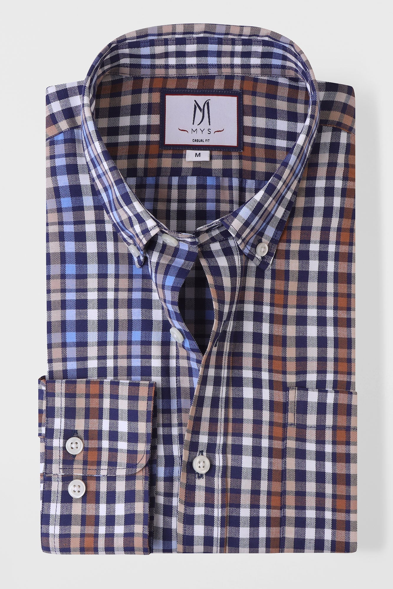 Navy Checkered Patch-Work Shirt