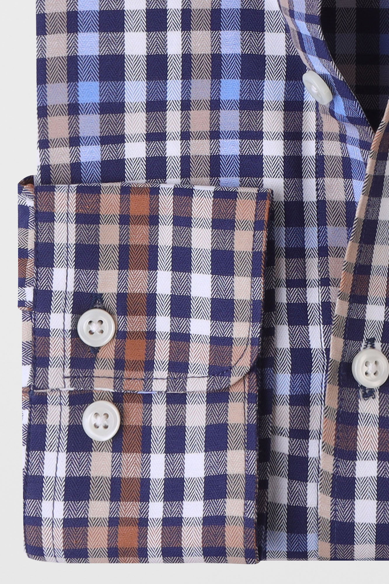 Navy Checkered Patch-Work Shirt
