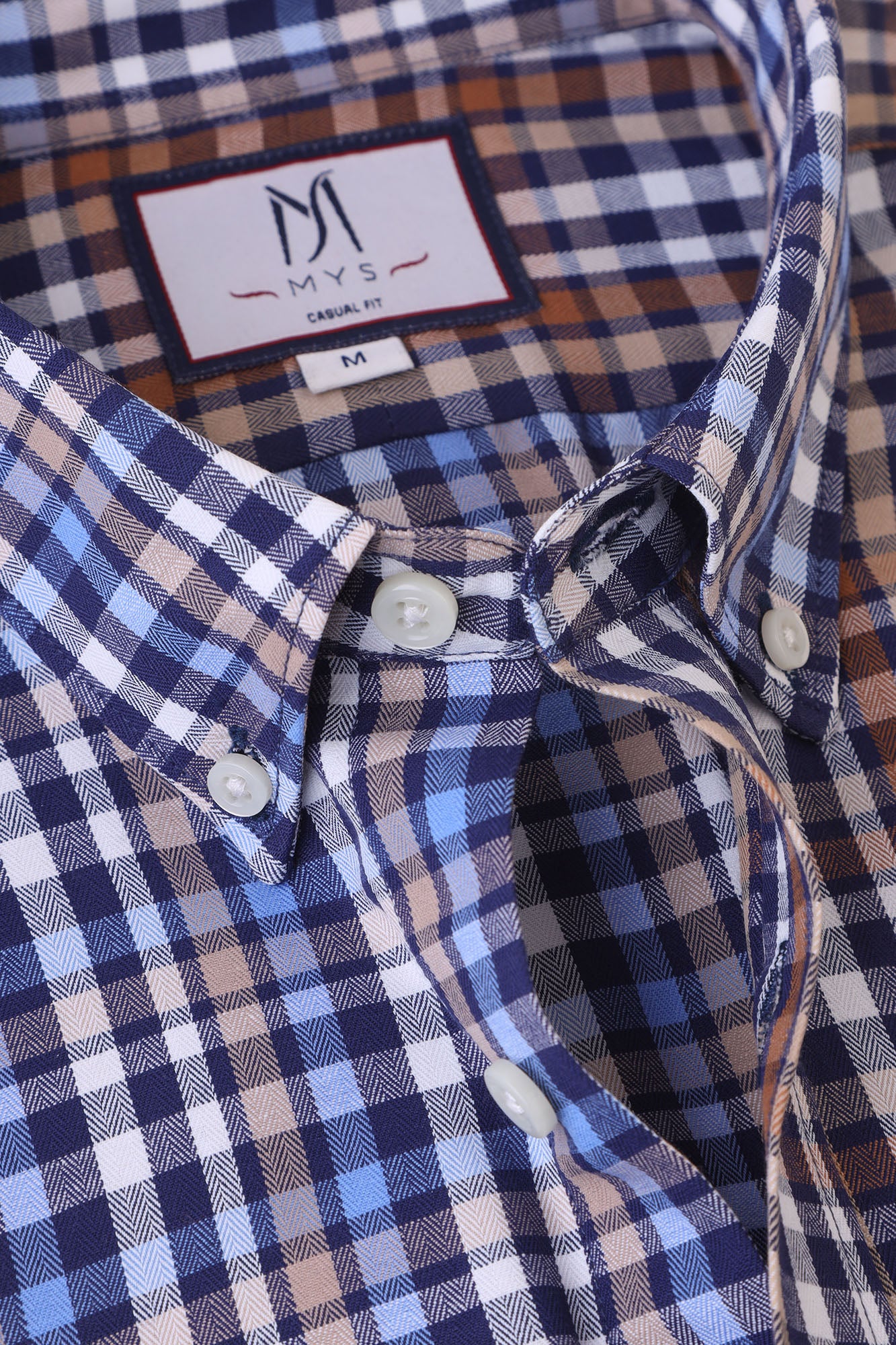 Navy Checkered Patch-Work Shirt