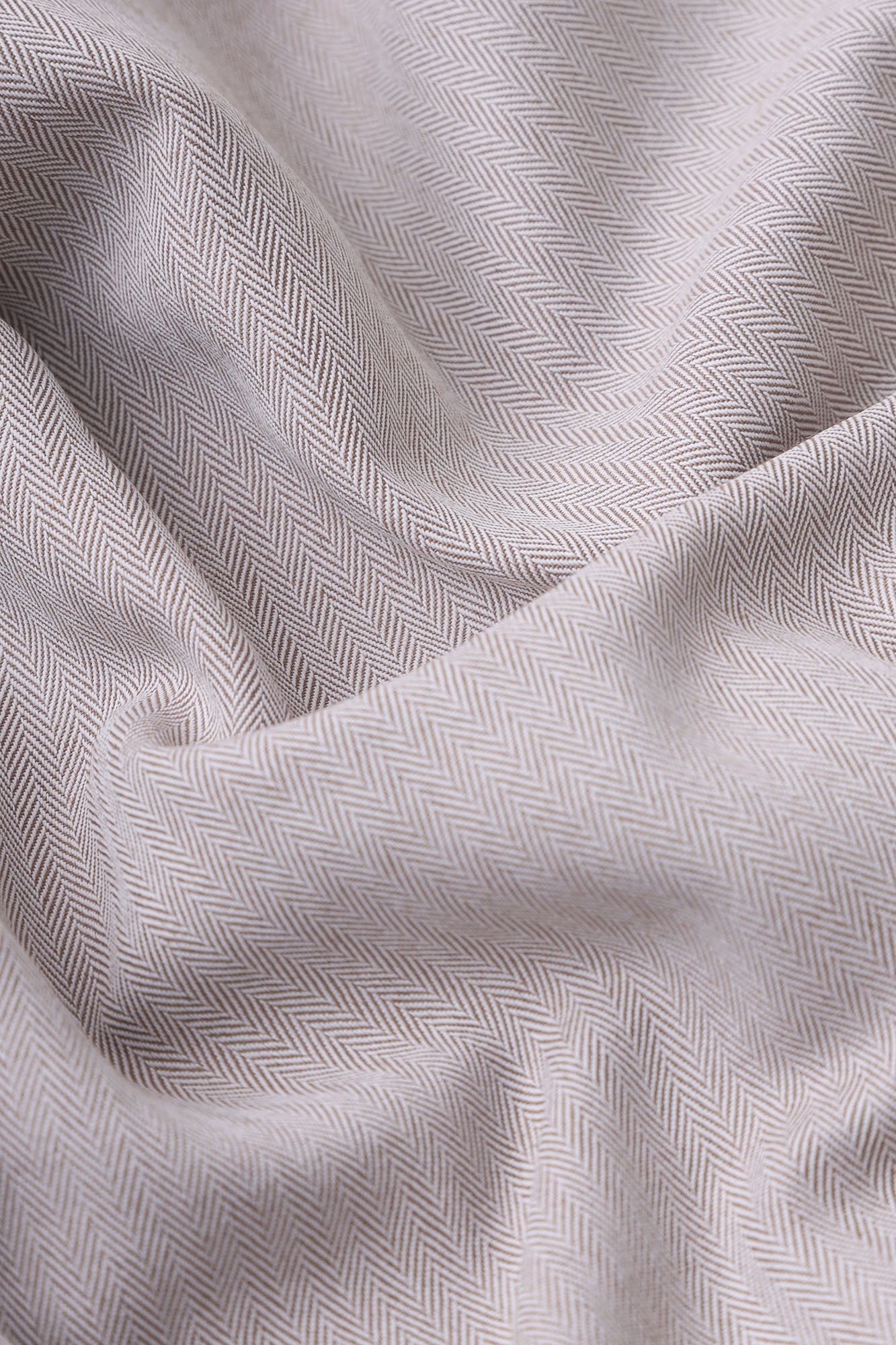 Beige Herringbone Shirt - Slim Fit