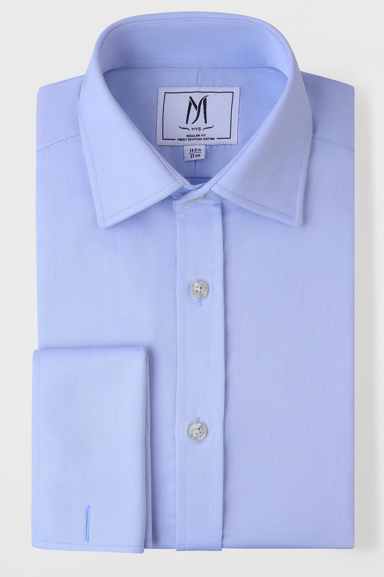 Light Blue Twill Double Cuff Non-Iron Shirt - Regular Fit