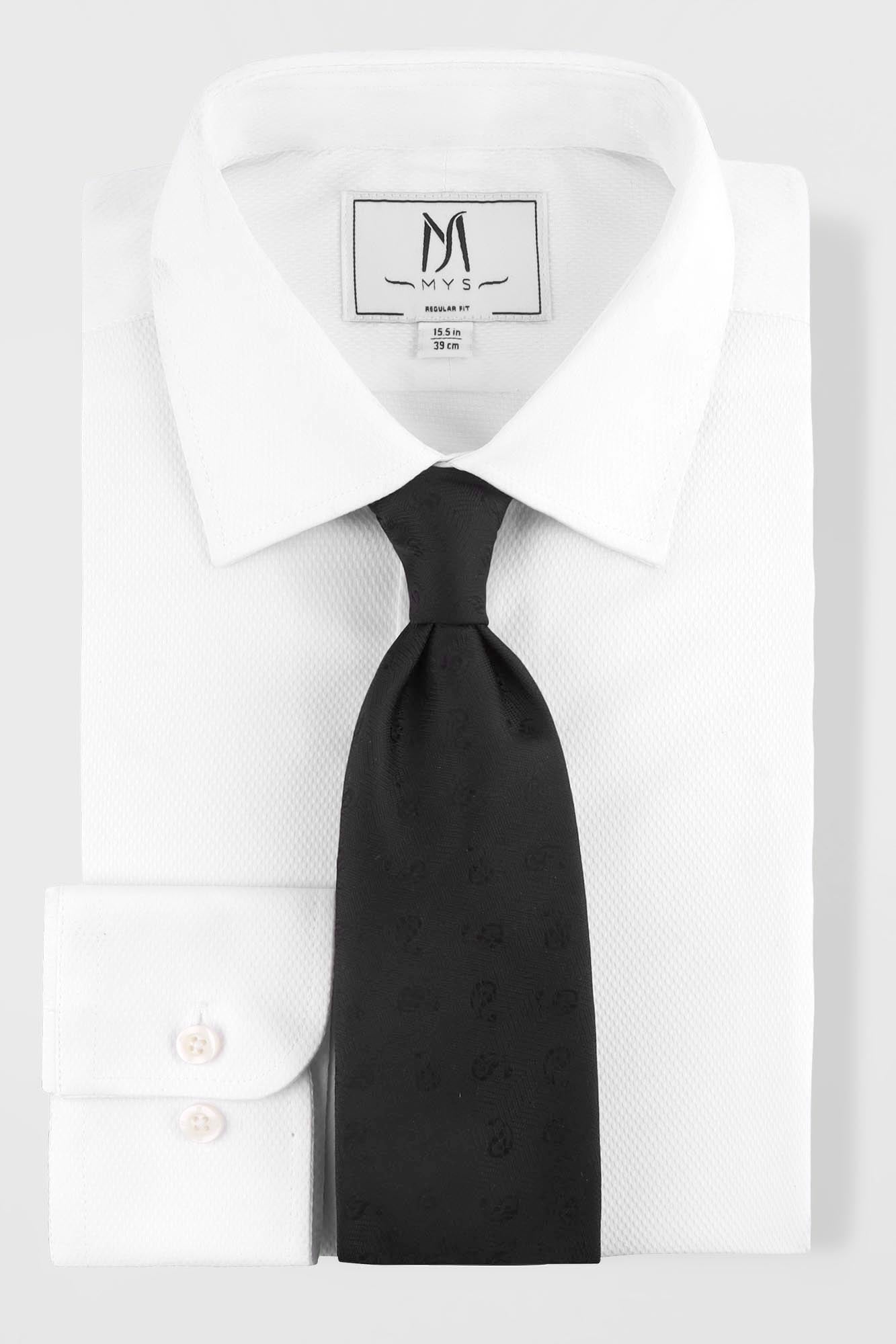 White Dobby Tuxedo Shirt - Regular Fit