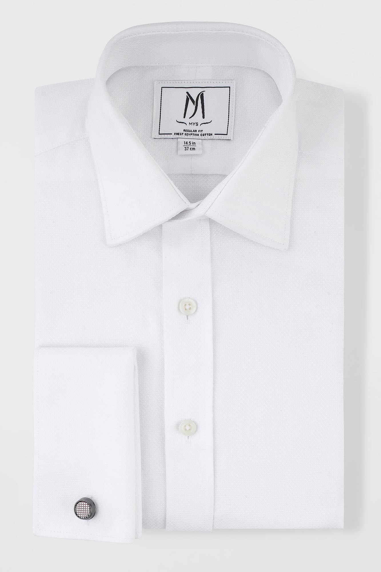 White Dobby Double Cuff Shirt - Regular Fit