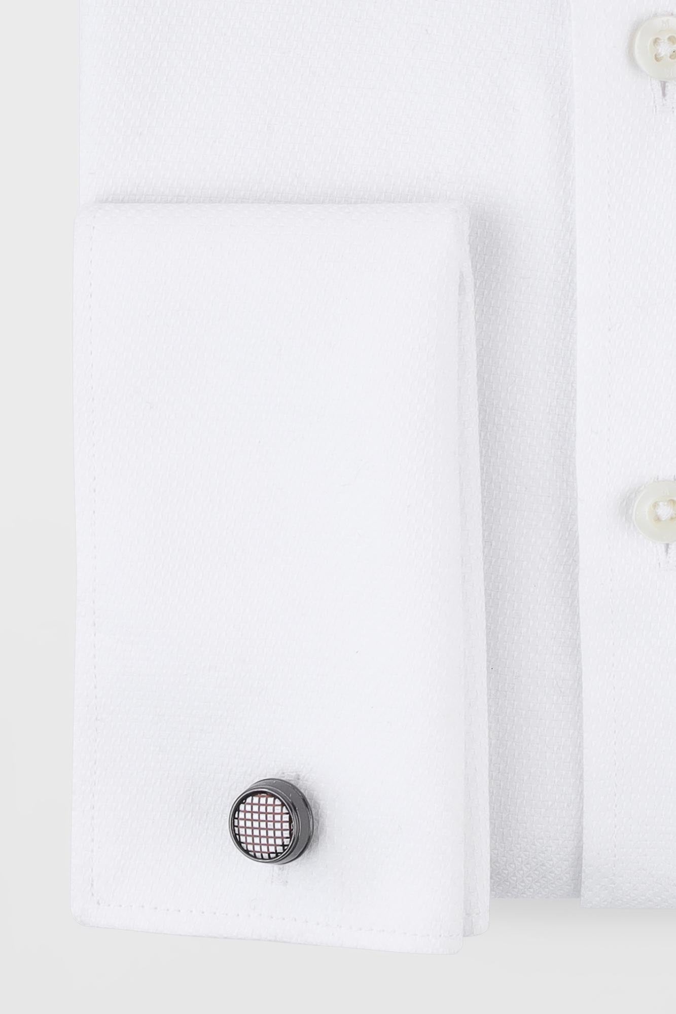 White Dobby Double Cuff Shirt - Regular Fit