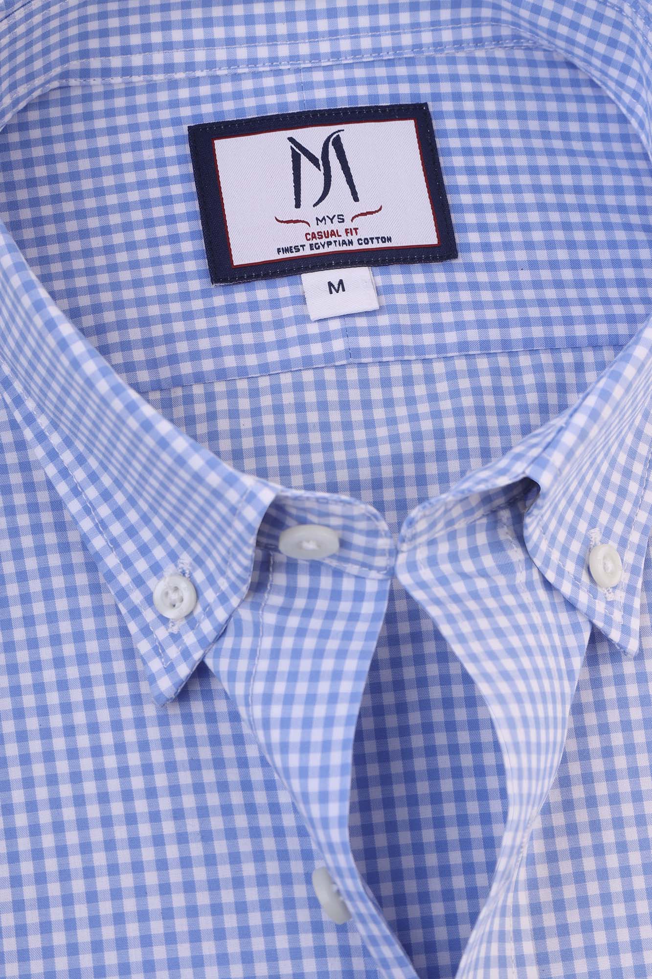 Light Blue Checkered Poplin Shirt