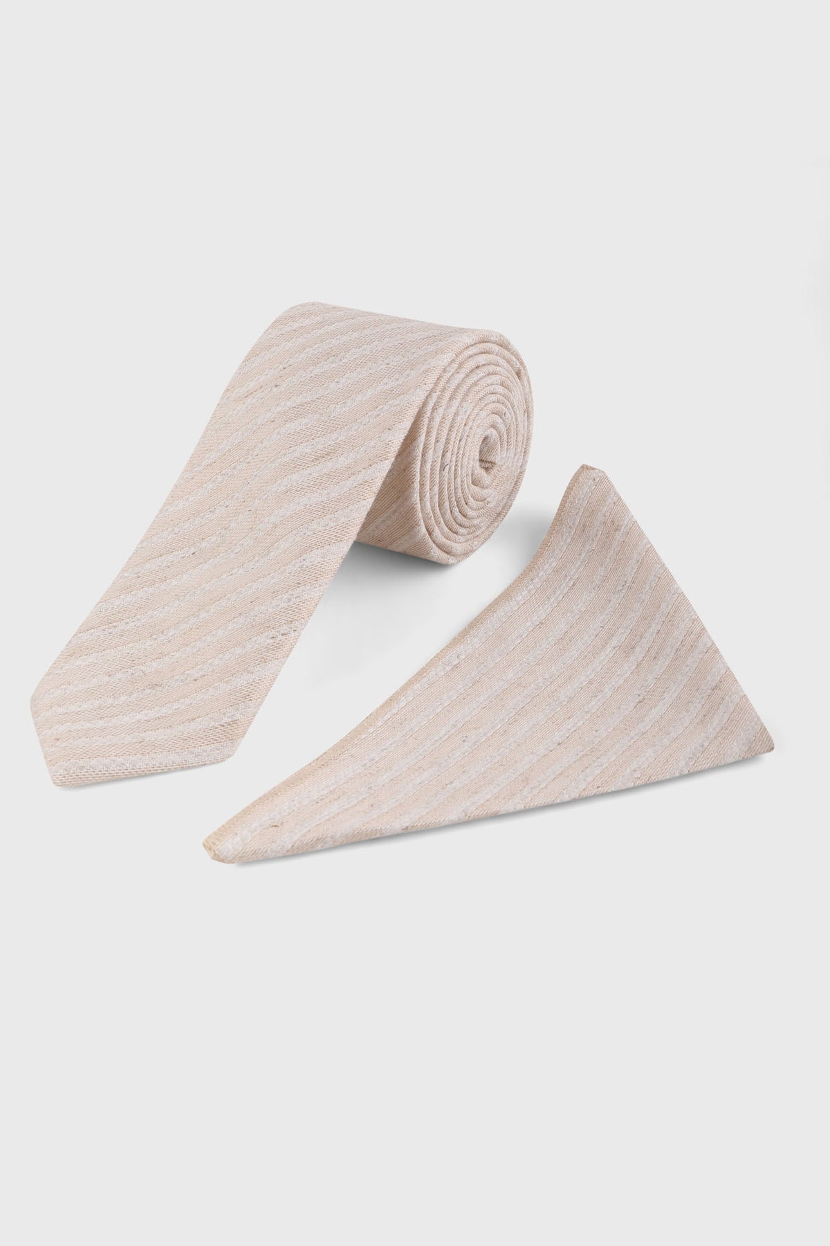 Cream Striped Tie Set