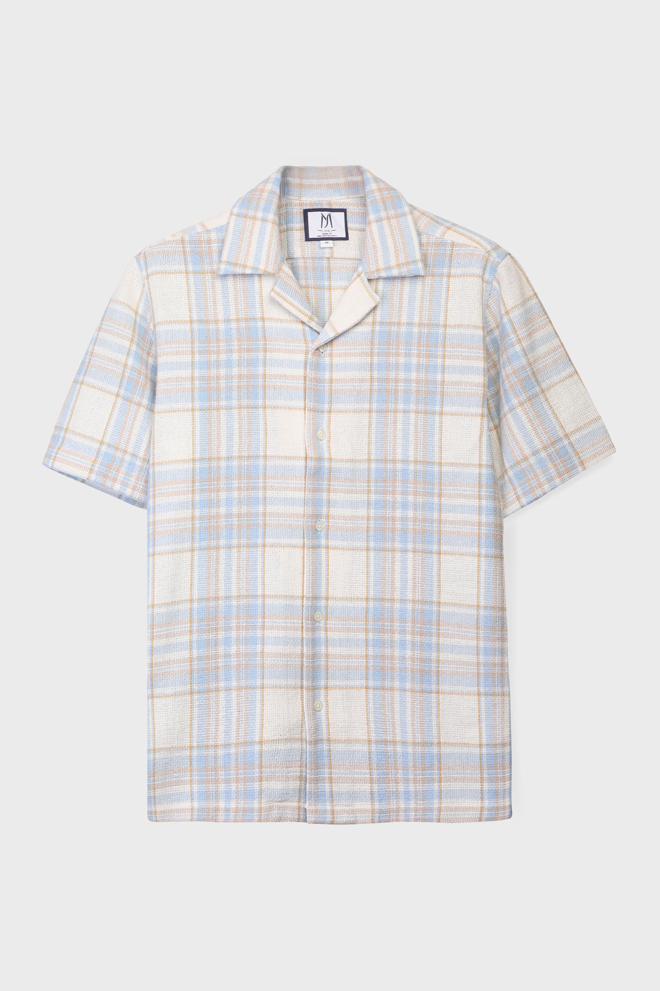 Beige Checkered Revere Shirt