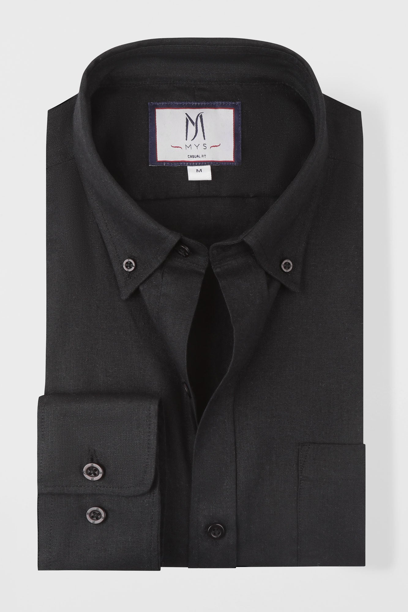 Linen Cotton Button-Down Shirt w/Pocket