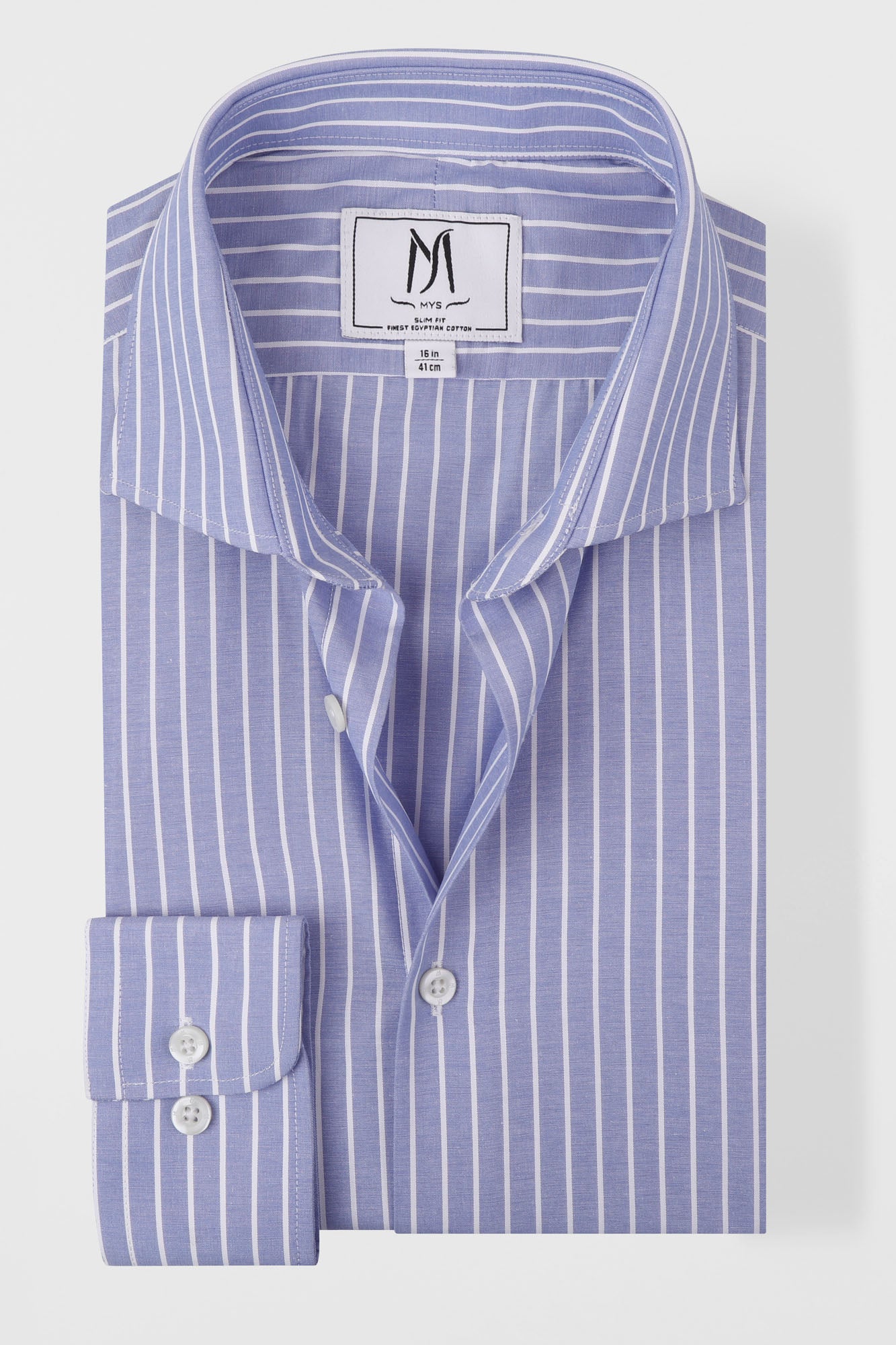 Light Blue Striped Poplin Shirt - Slim Fit