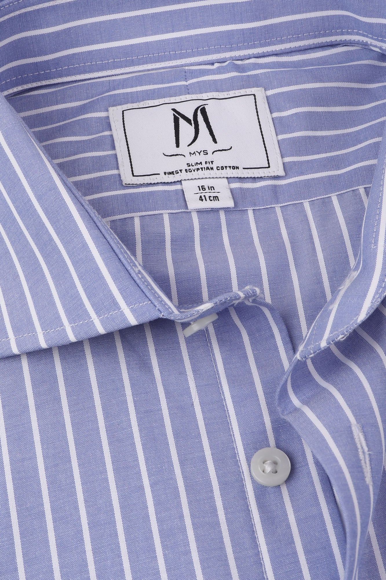 Light Blue Striped Poplin Shirt - Slim Fit