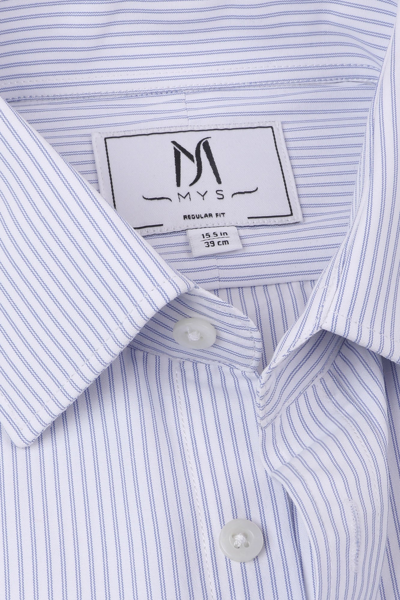 Blue Striped Poplin Shirt - Regular Fit