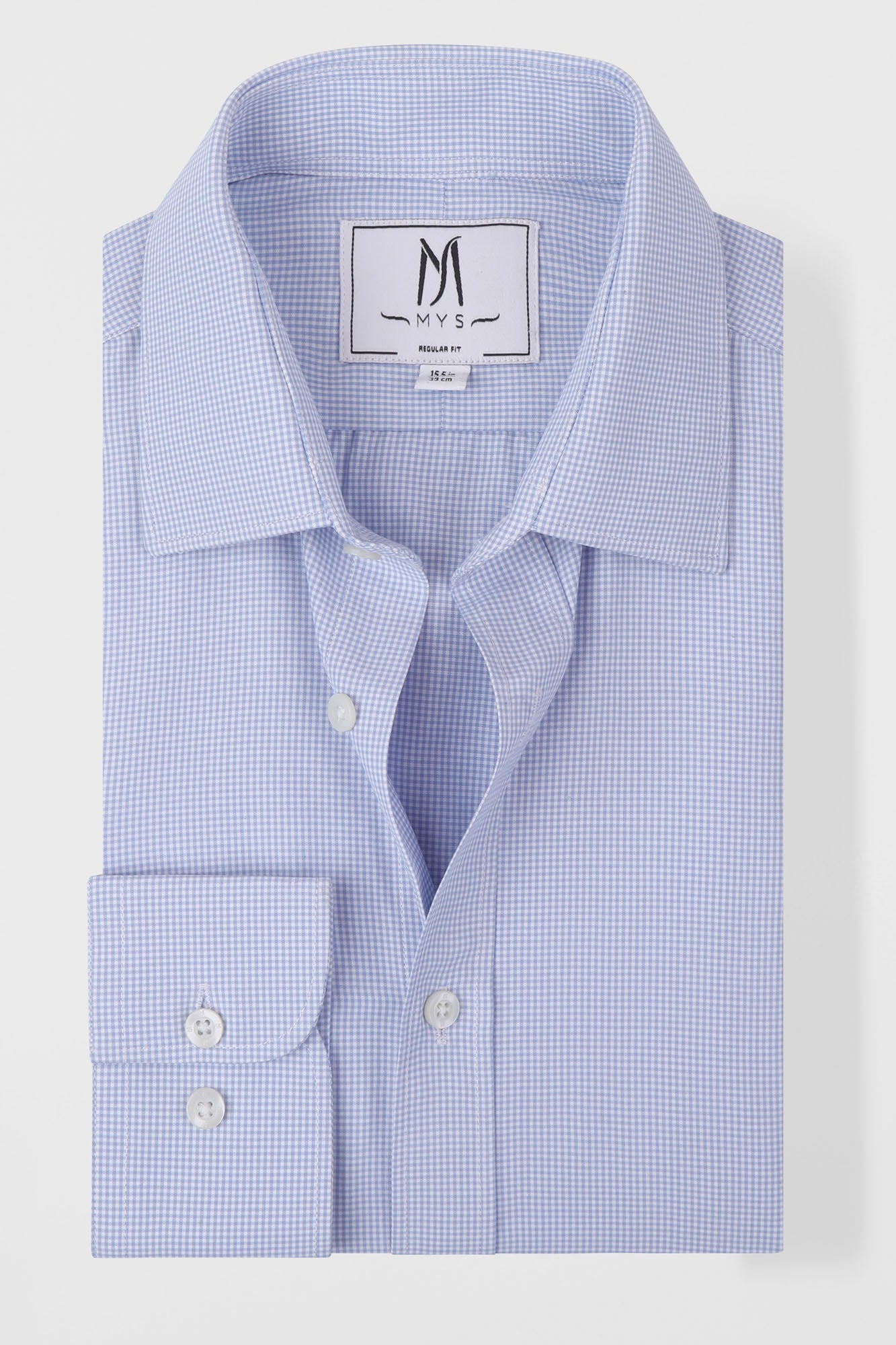 Light Blue Micro-Check Shirt - Regular Fit