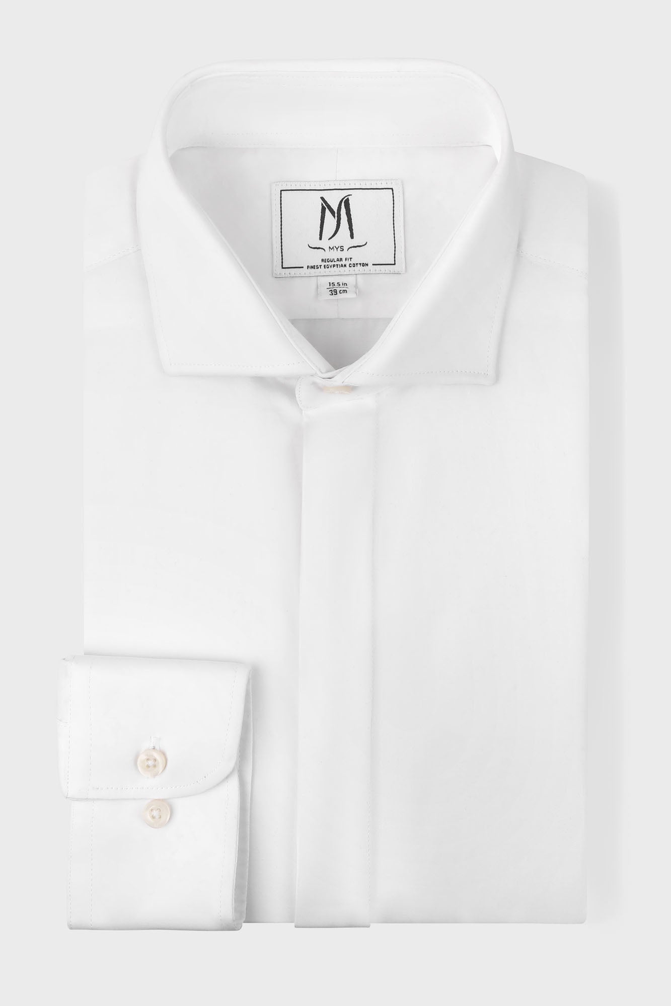 White Twill Hidden Placket Shirt - Regular Fit