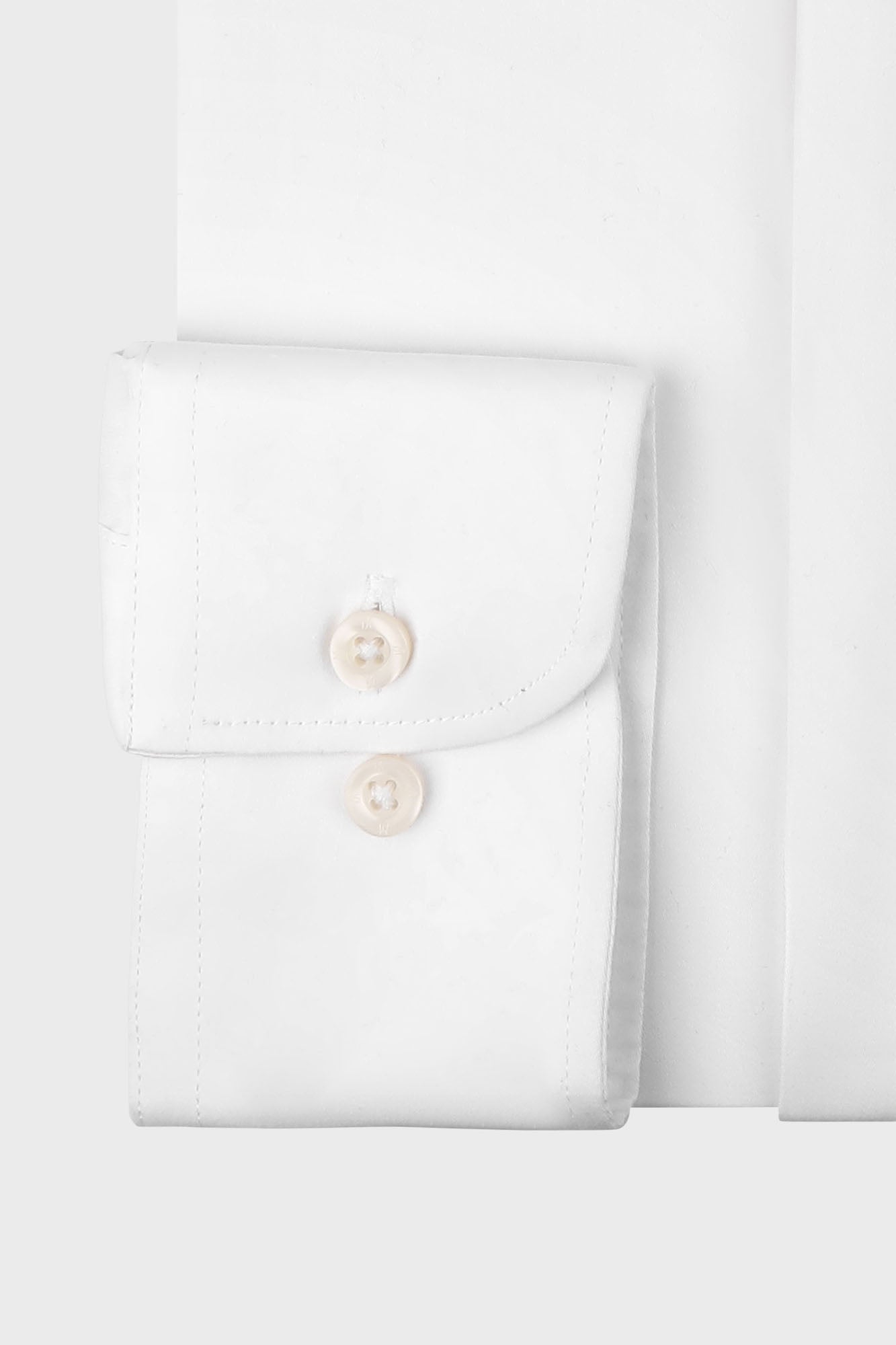 White Twill Hidden Placket Shirt - Regular Fit