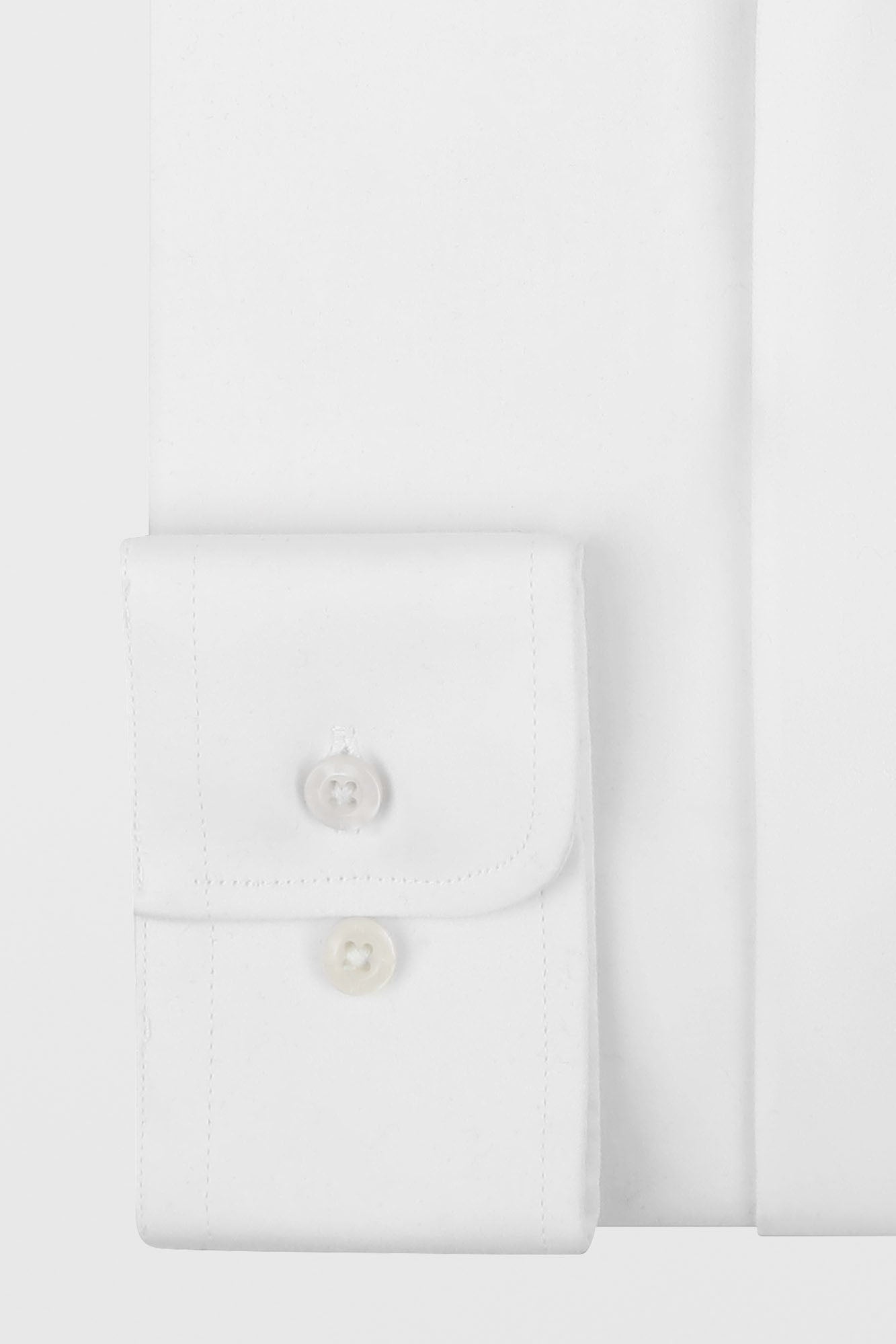 White Twill Hidden Placket Shirt - Slim Fit