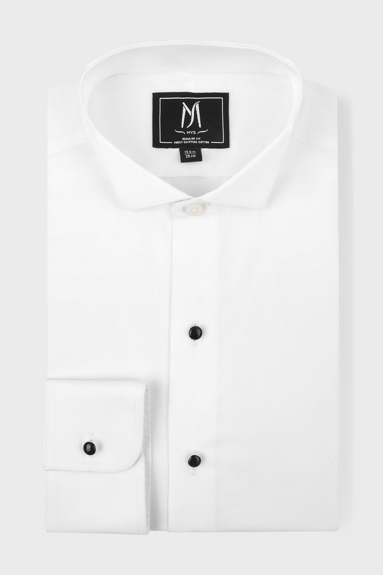 White Dobby Tuxedo Shirt - Regular Fit