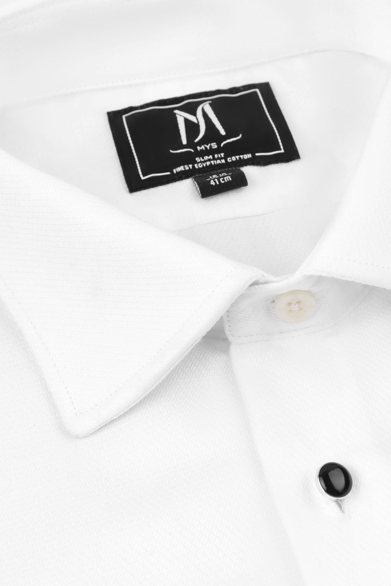 White Dobby Tuxedo Shirt - Slim Fit