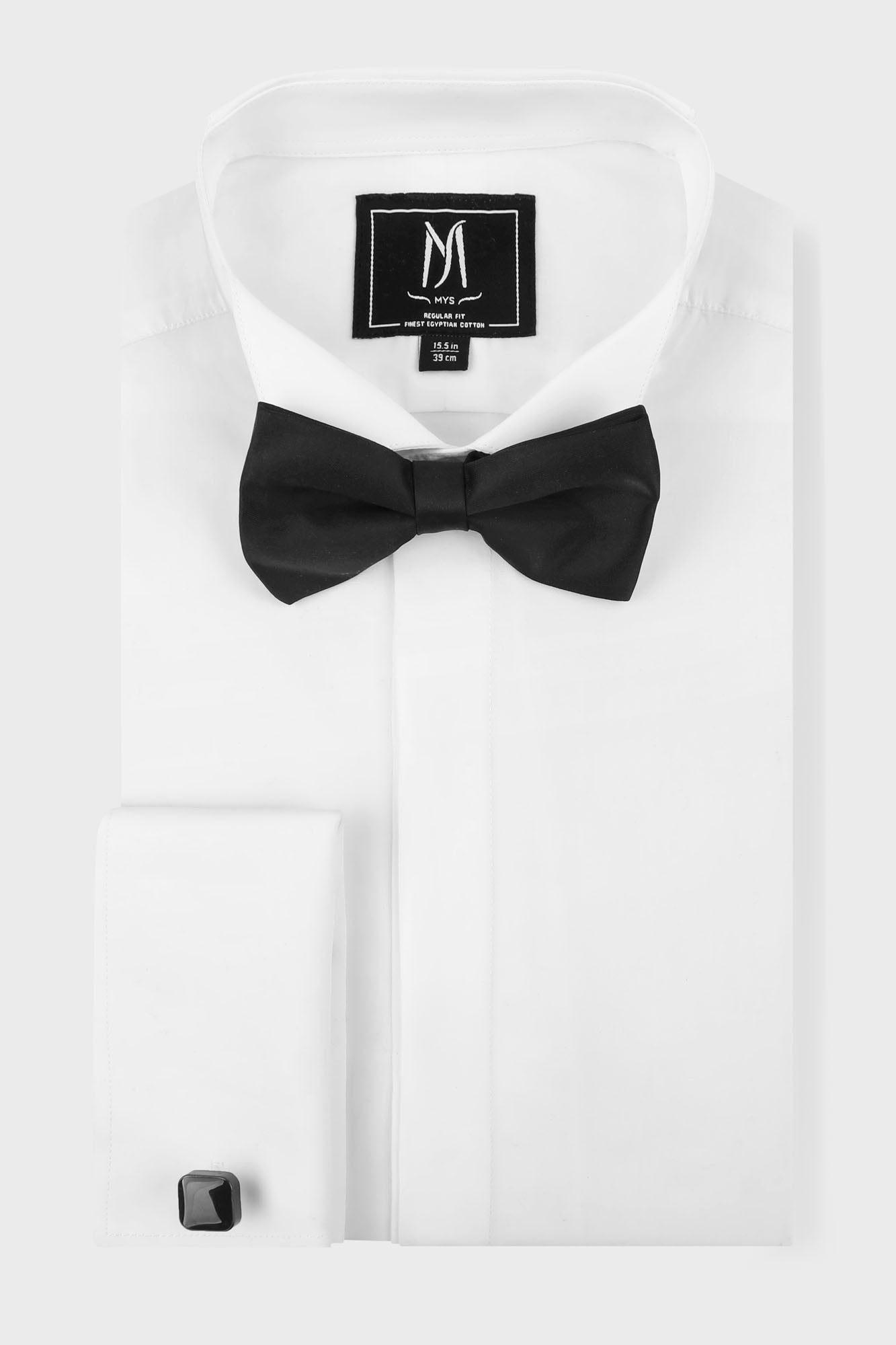White Hidden Placket Tuxedo Shirt - Regular Fit