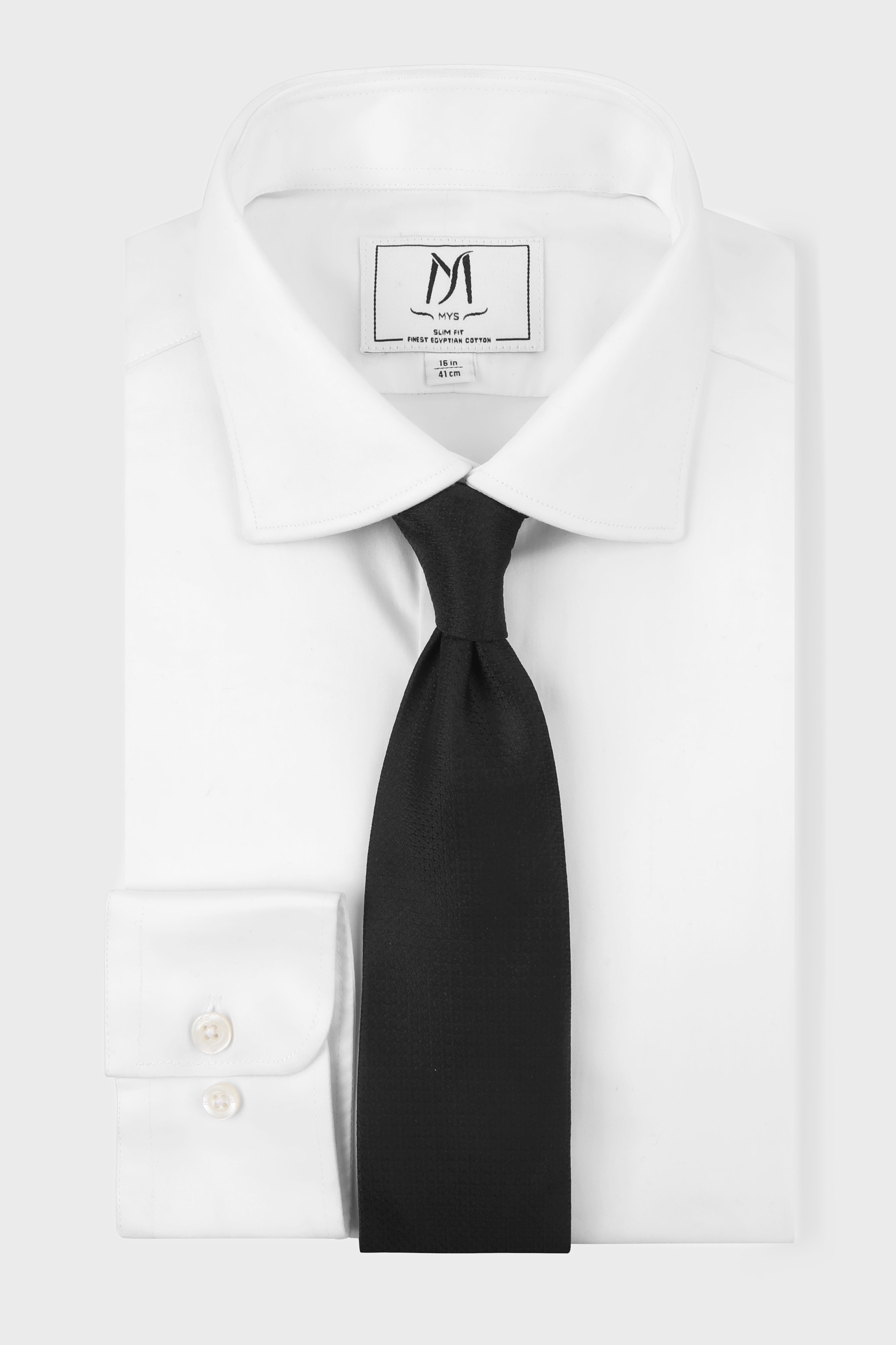 White Satin Twill Shirt - Slim Fit