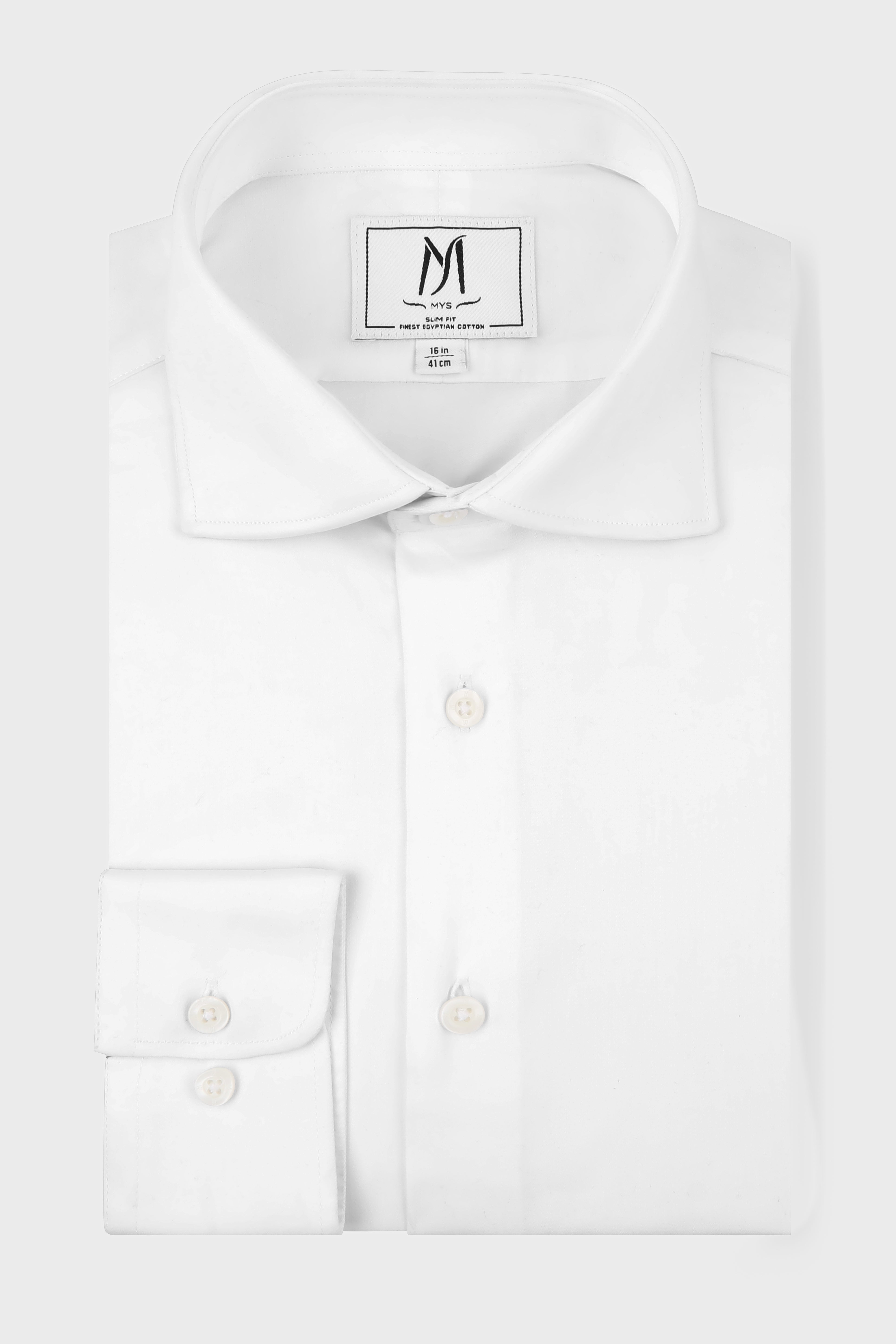 White Satin Twill Shirt - Slim Fit