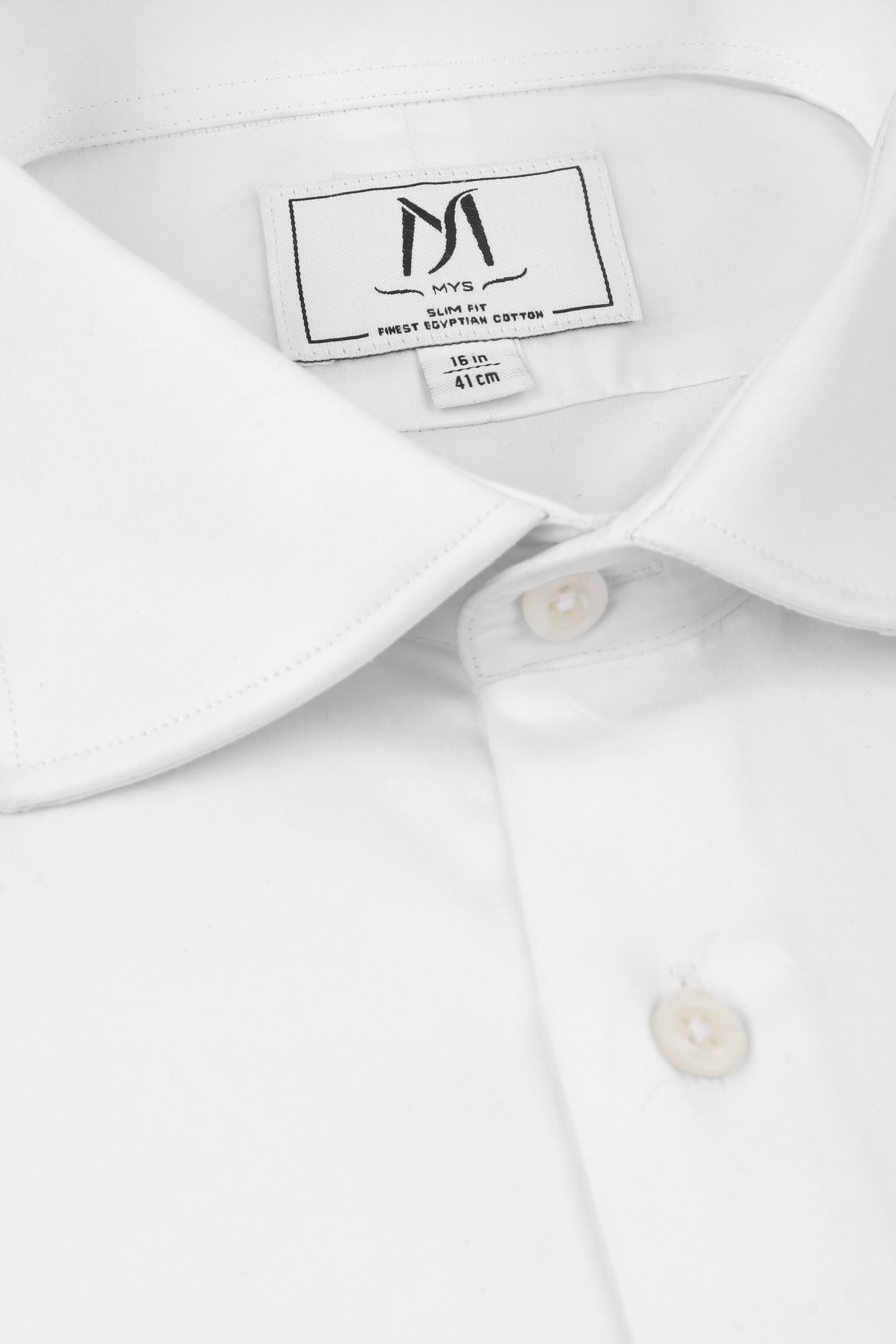 White Satin Twill Shirt - Slim Fit