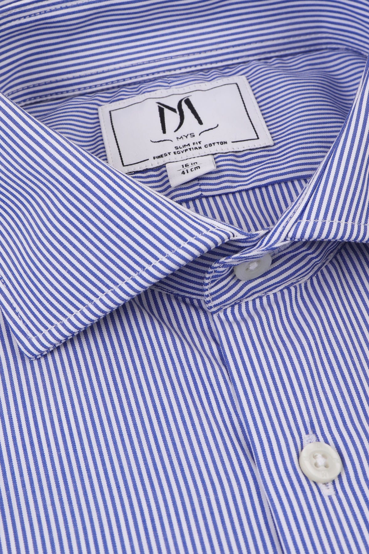Blue Striped Poplin Non-Iron Shirt - Slim Fit
