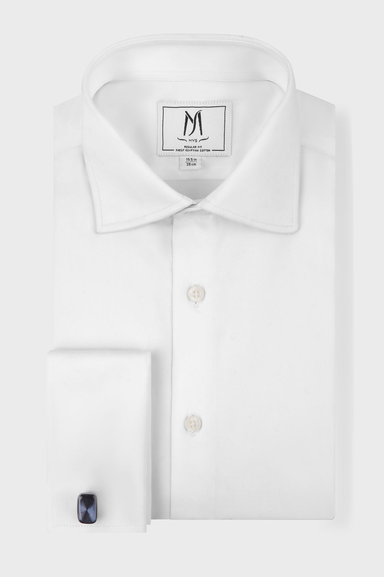 White Satin Twill Double Cuff Shirt - Regular Fit
