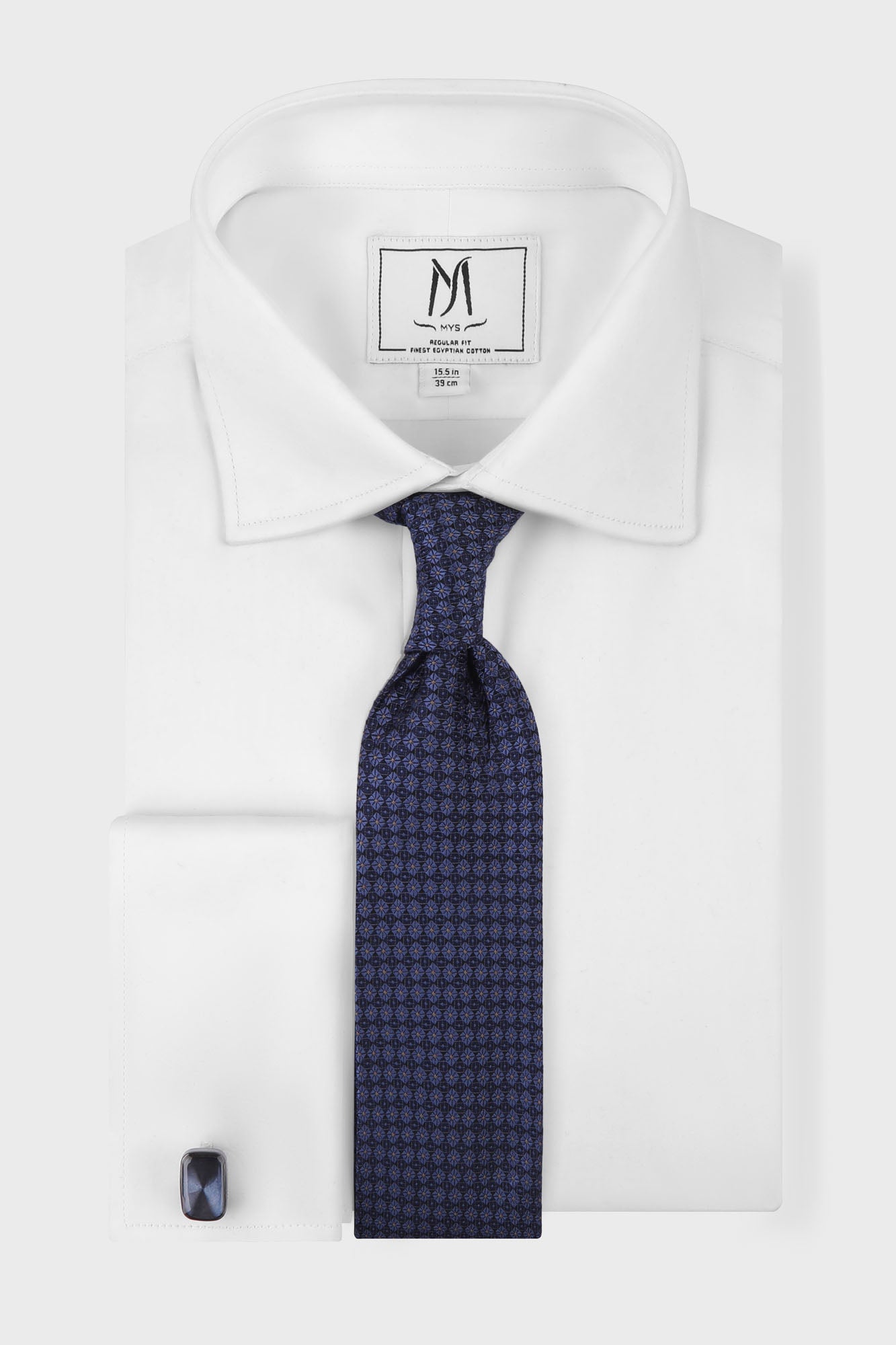 White Satin Twill Double Cuff Shirt - Regular Fit