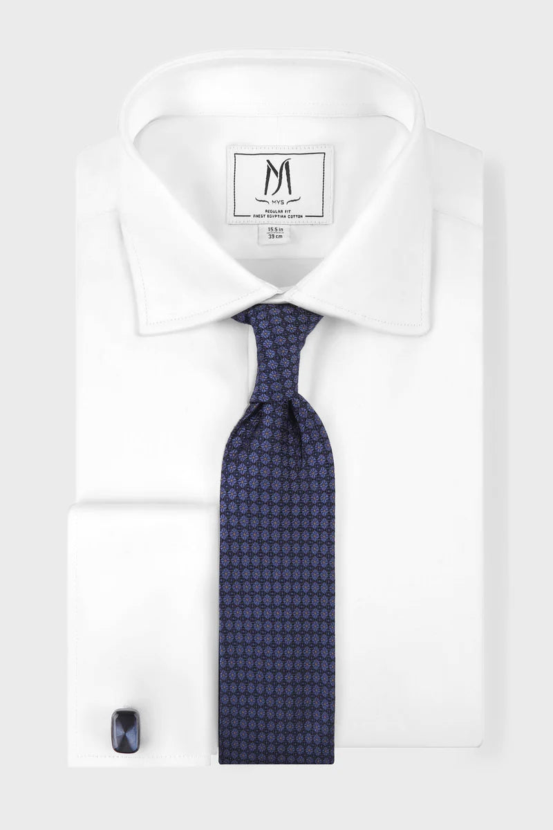 White Satin Twill Double Cuff Shirt - Regular Fit