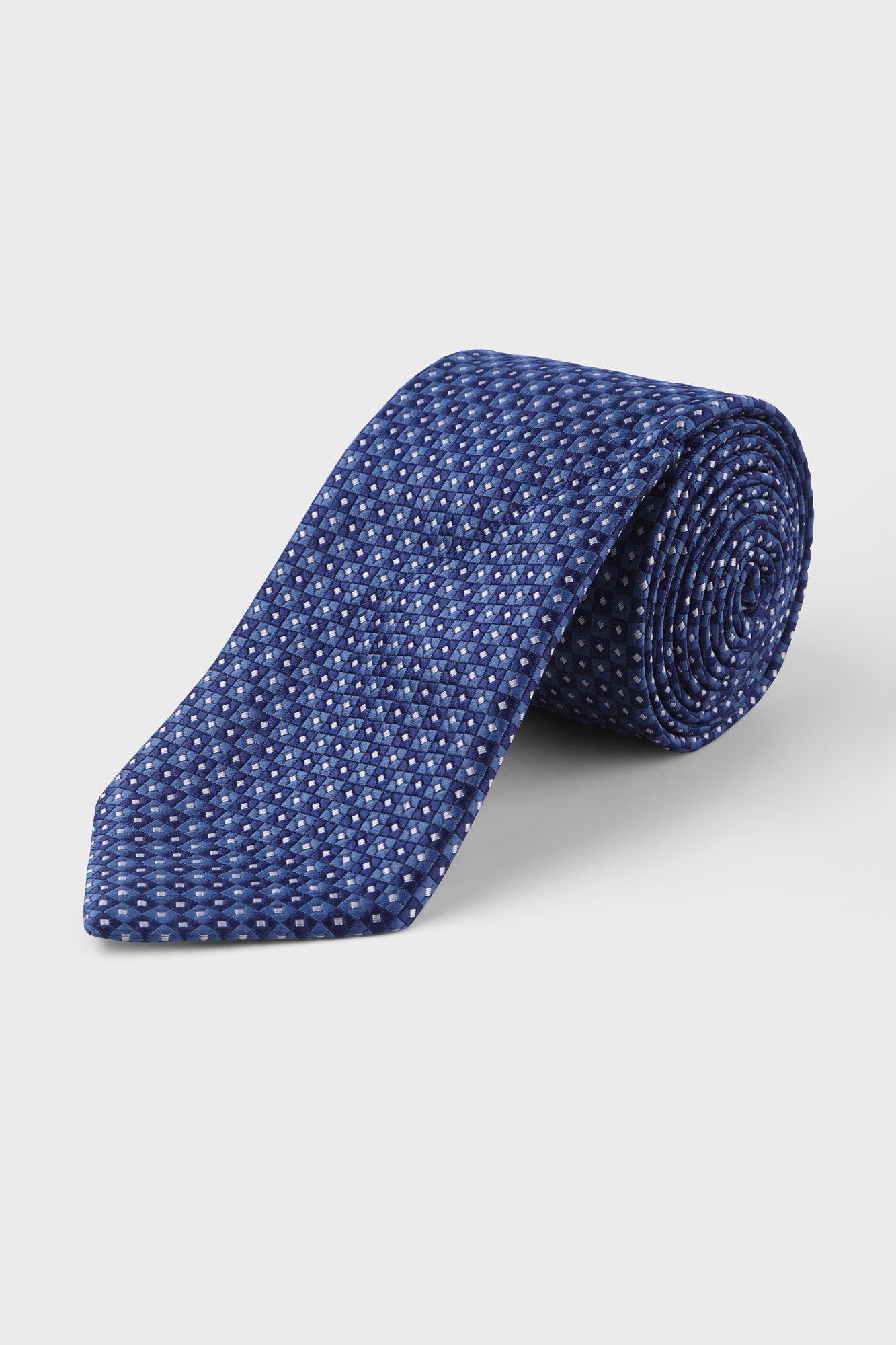 Blue Geometric Tie Set