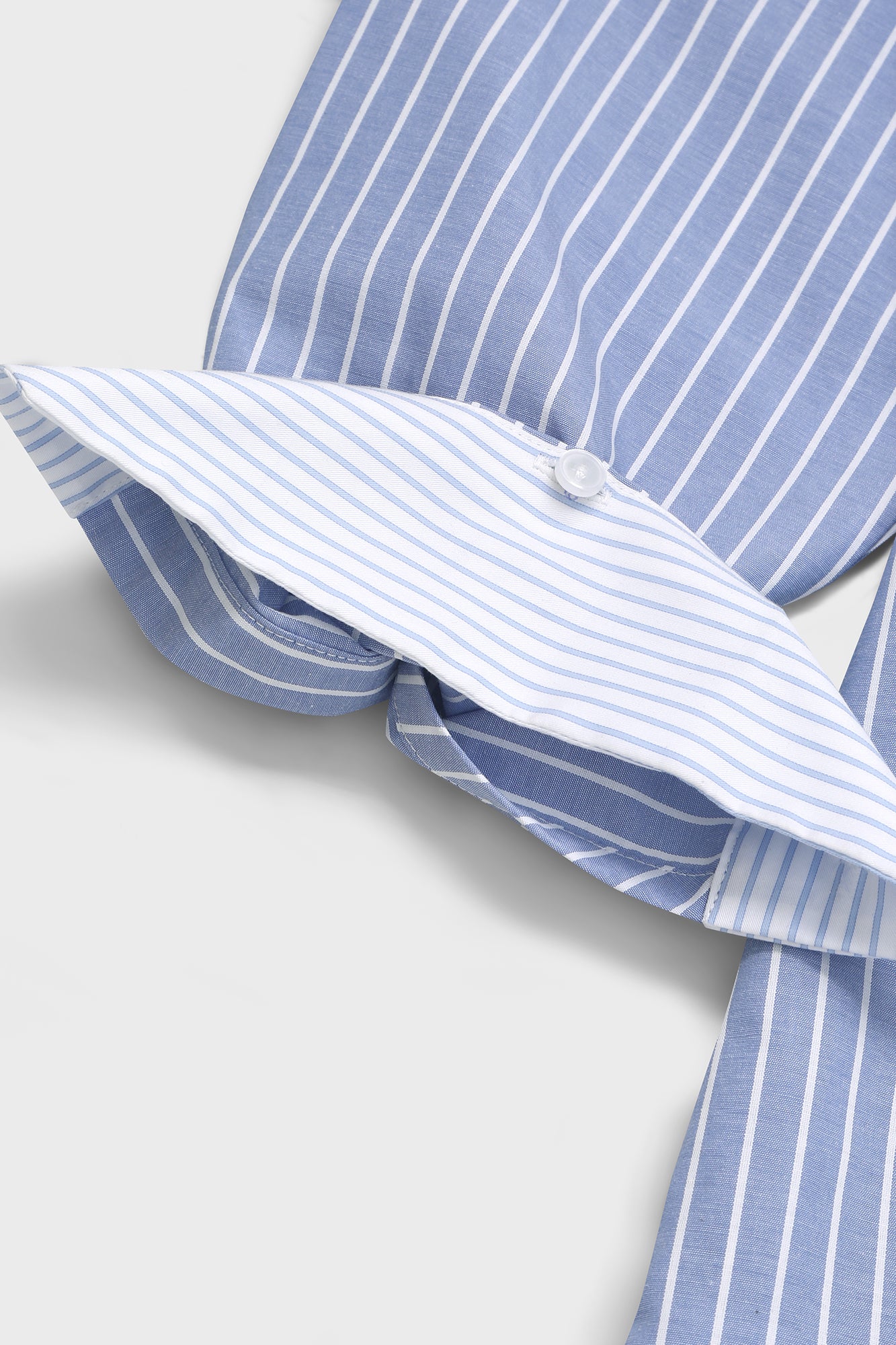 Light Blue Striped Patchwork Shirt Dress