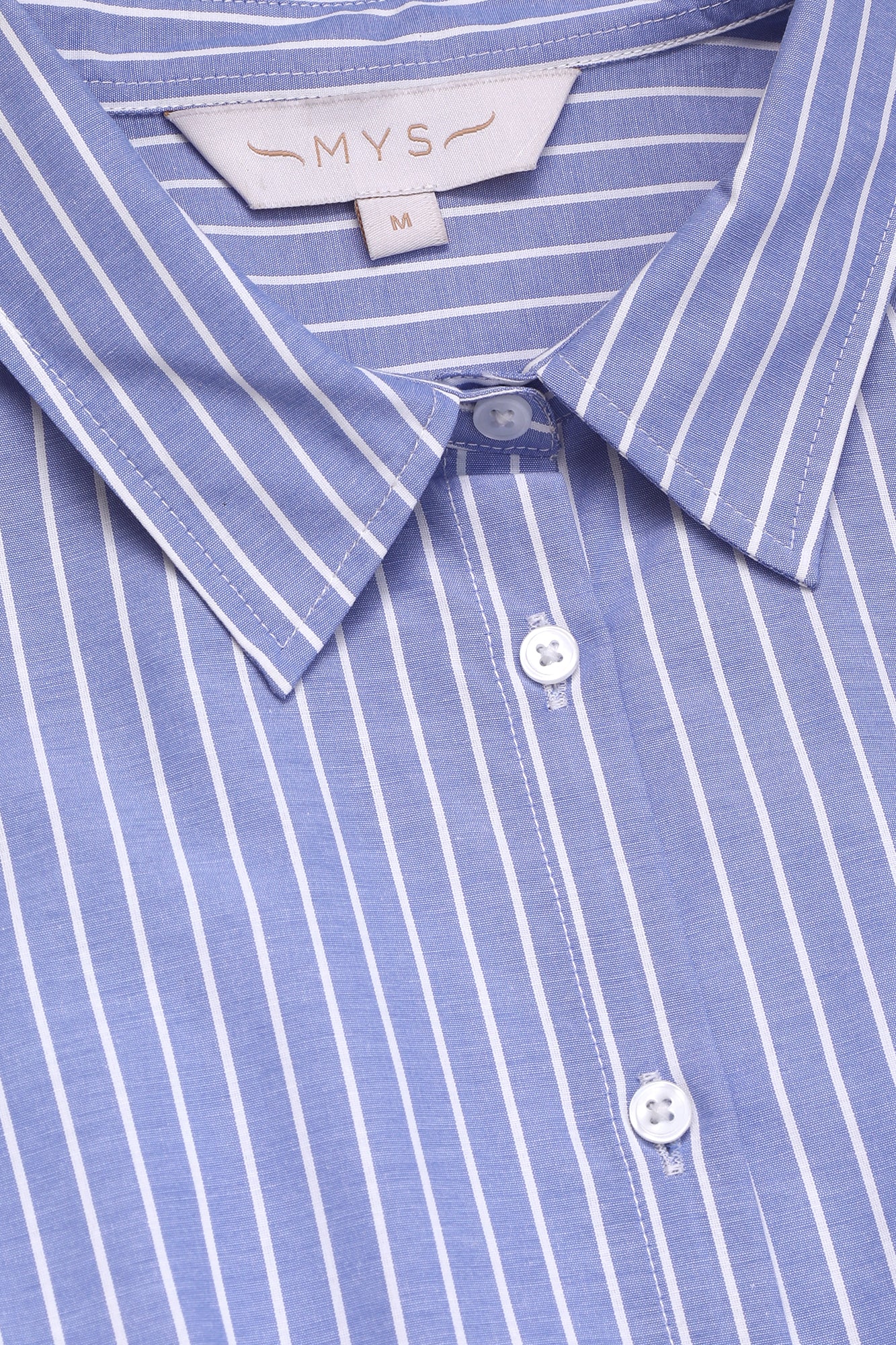 Light Blue Striped Patchwork Hem Tie Shirt