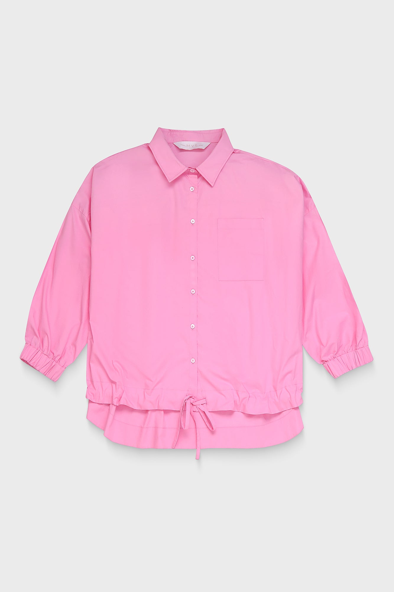 Pink Oversized Hem Tie Shirt