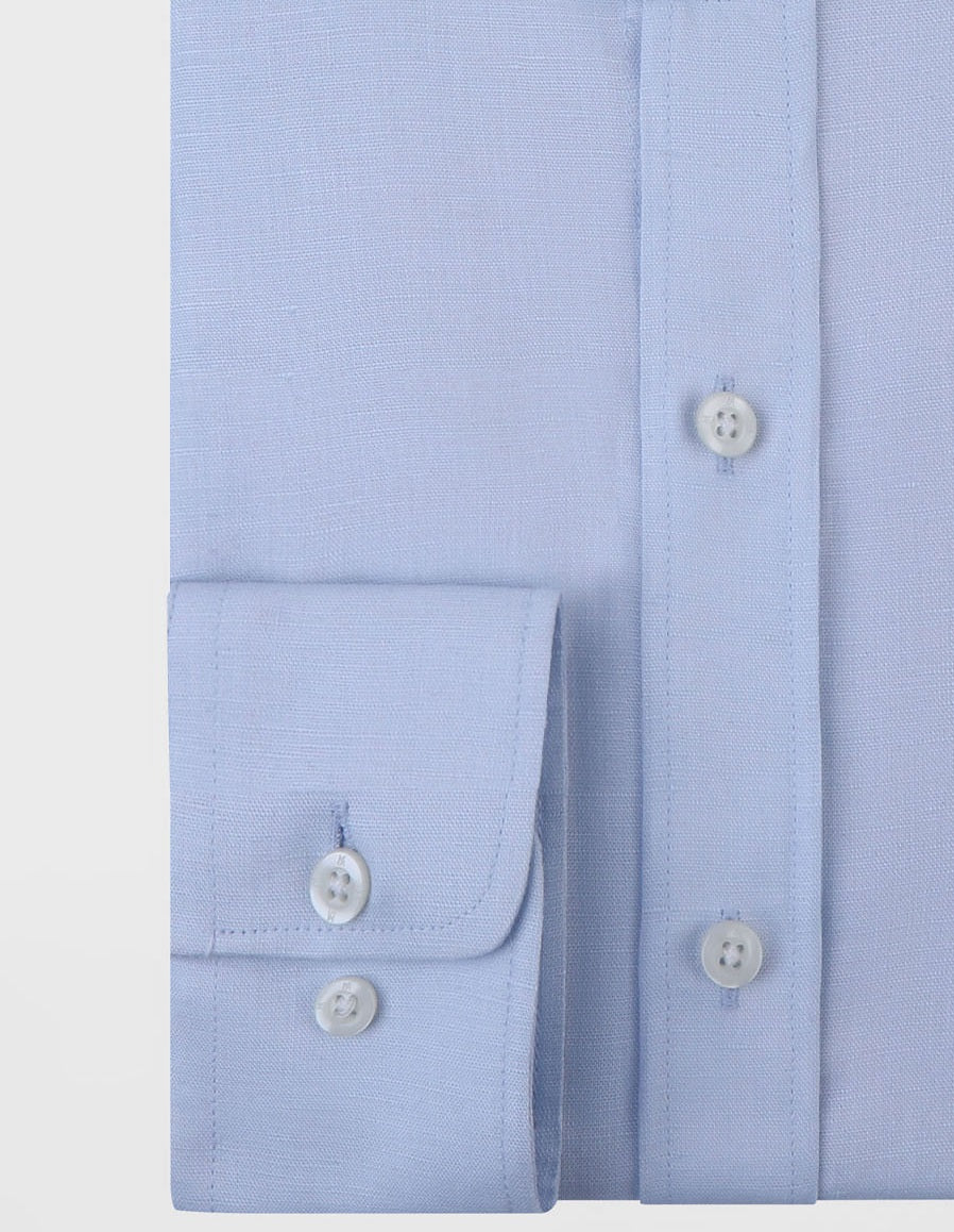 Linen Cotton Mandarin Collar Shirt