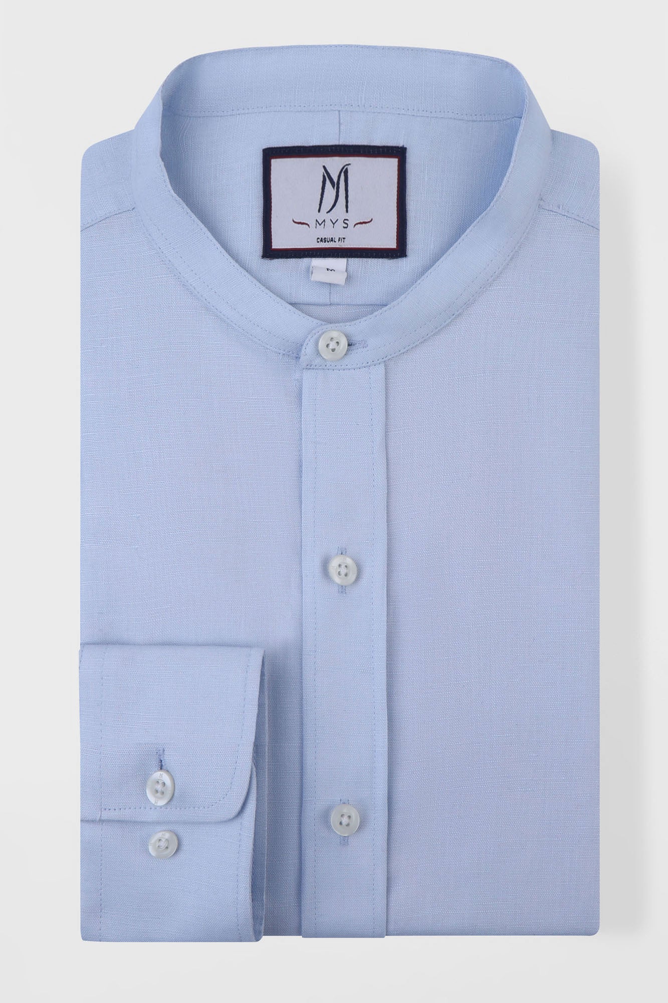 Linen Cotton Mandarin Collar Shirt